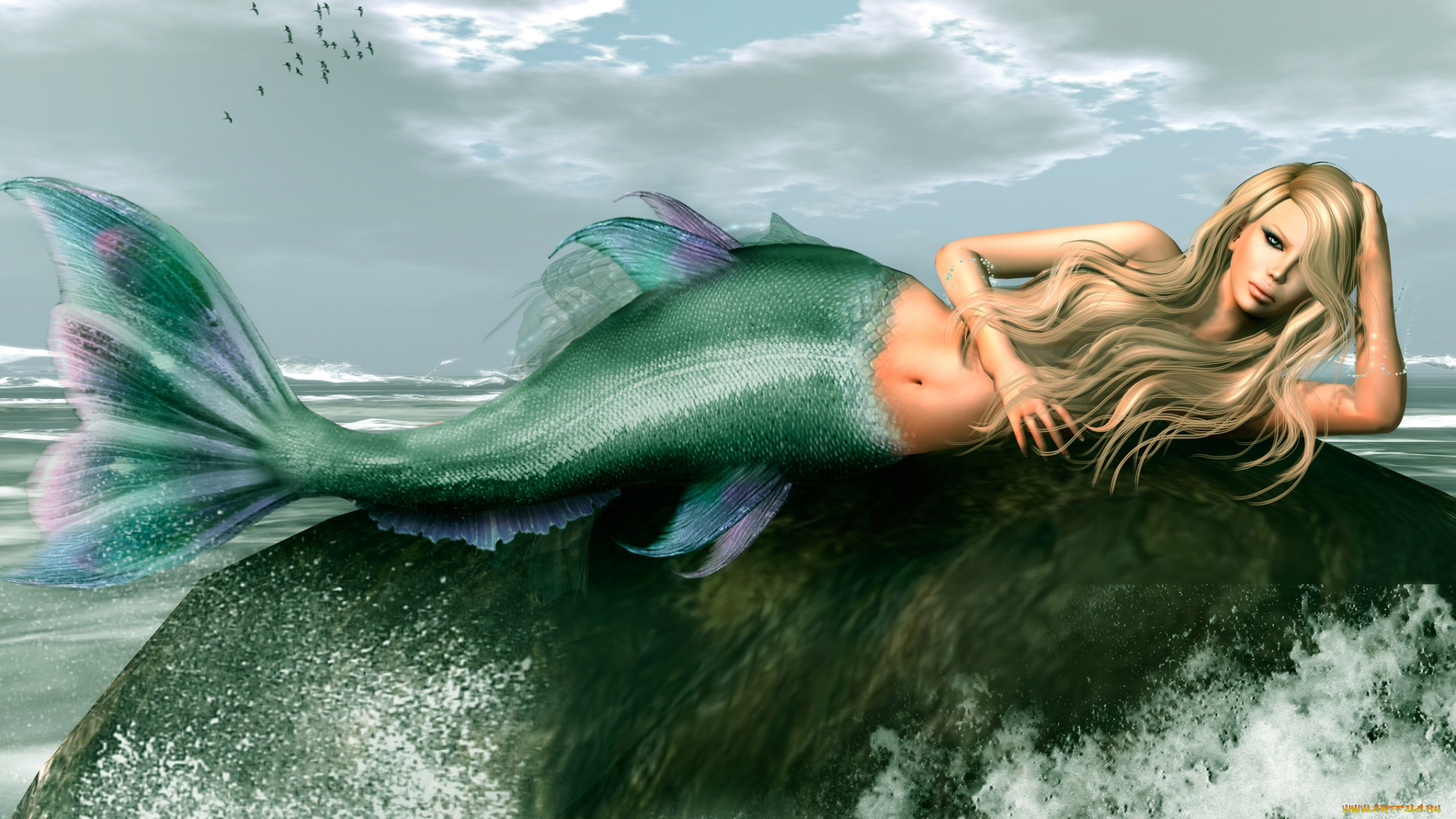 3д, графика, creatures, , существа, русалка