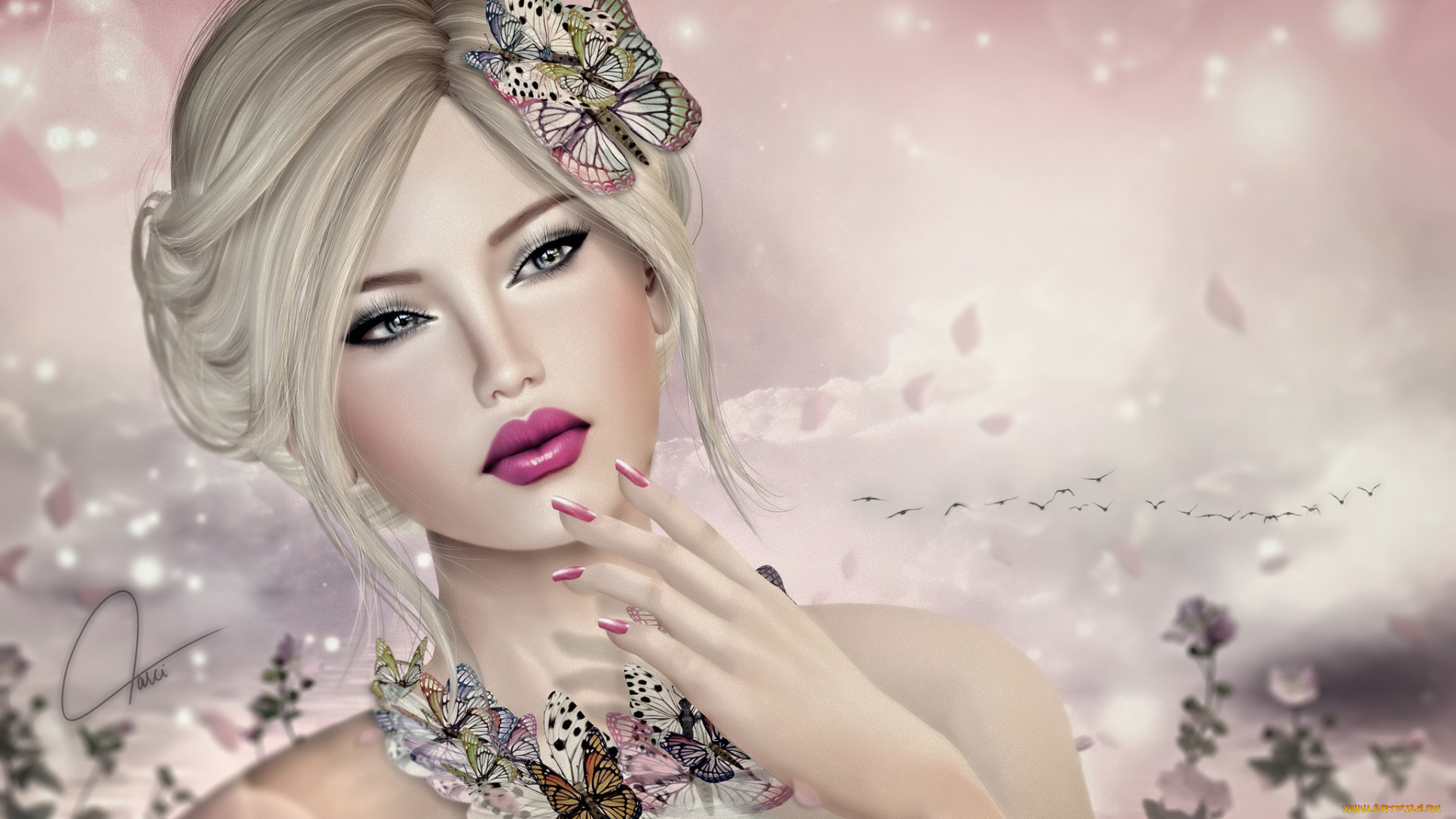 3д, графика, portraits, , портрет, блондинка