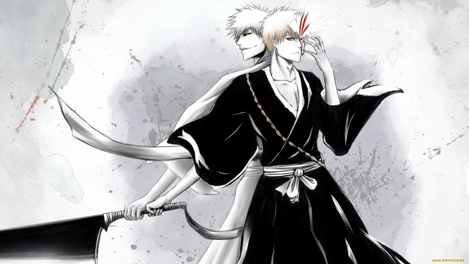 аниме, bleach, фон, арт, парени, наряд, оружие, бой, воин