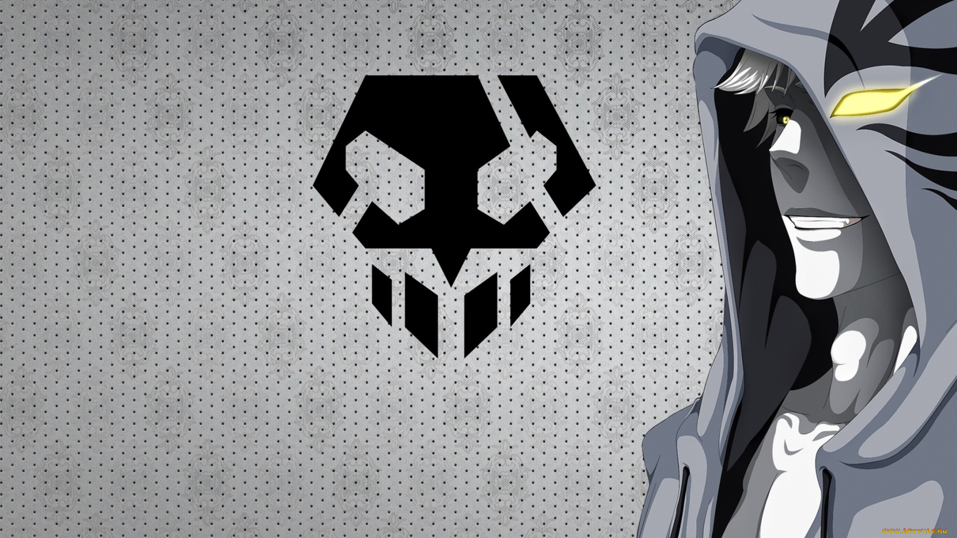 аниме, bleach, улыбка, точки, череп, парень, пустой, блич