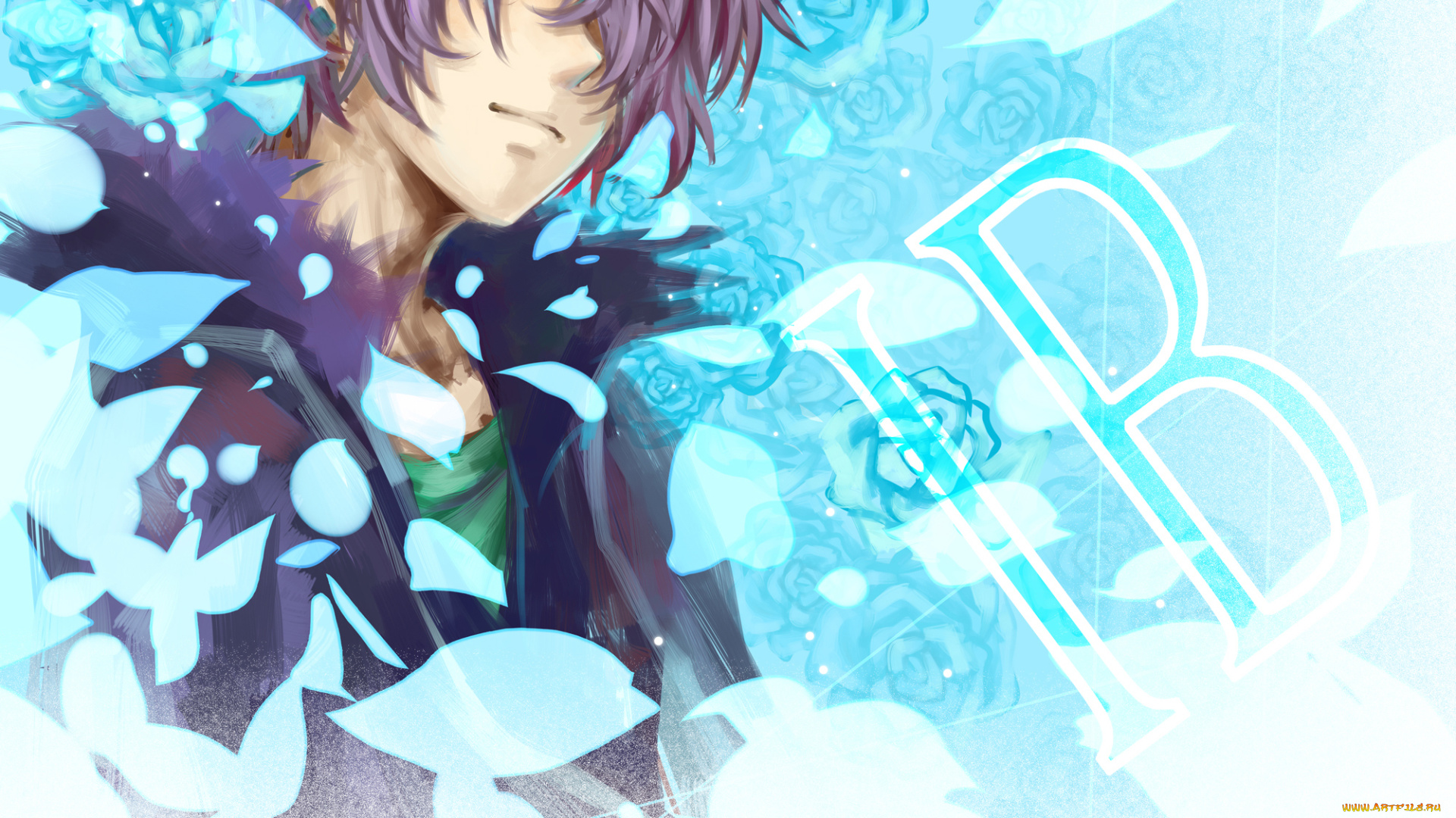 аниме, ib, парень, garry, розы, арт, лепестки