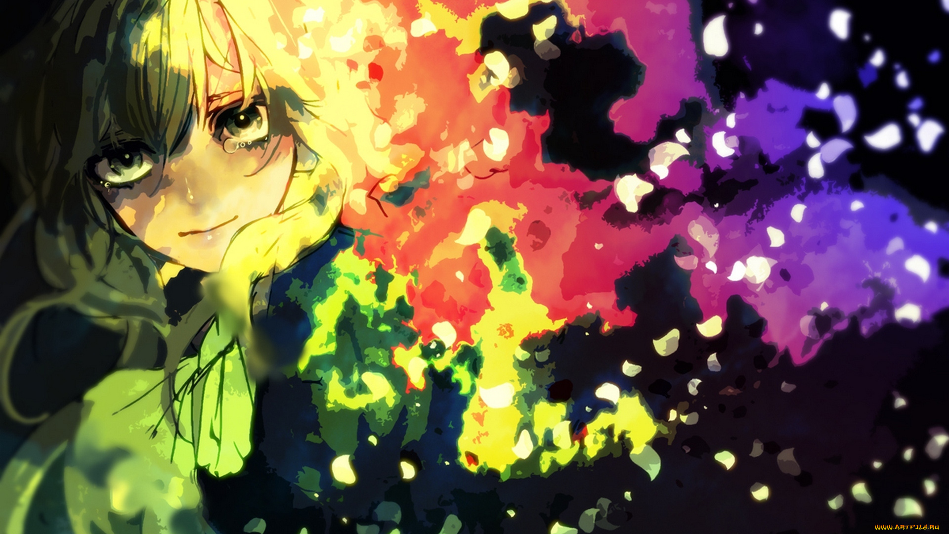 аниме, ib, suwako, арт, слезы, краски, mary, nakasuwa, девушка