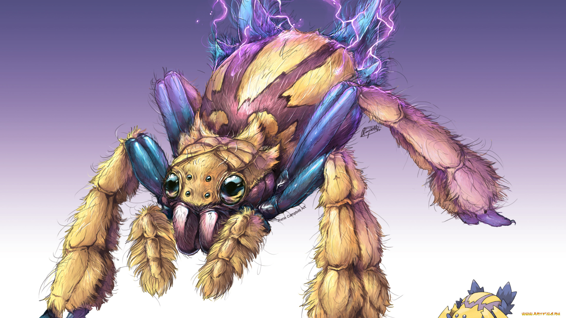 аниме, pokemon, покемон, насекомообразный, лохматый, паук, арт