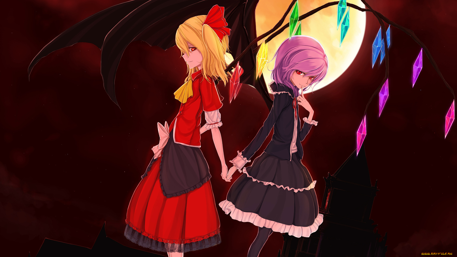 аниме, touhou, nian, flandre, scarlet, remilia