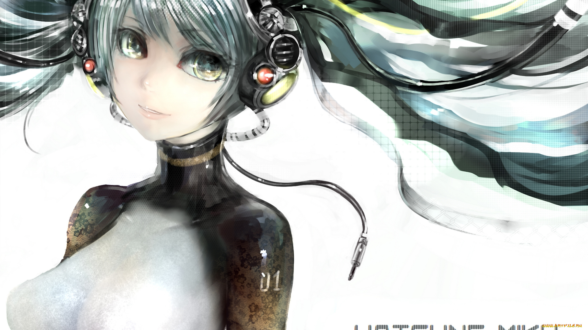 аниме, vocaloid, hatsune, miku, девушка, живопись