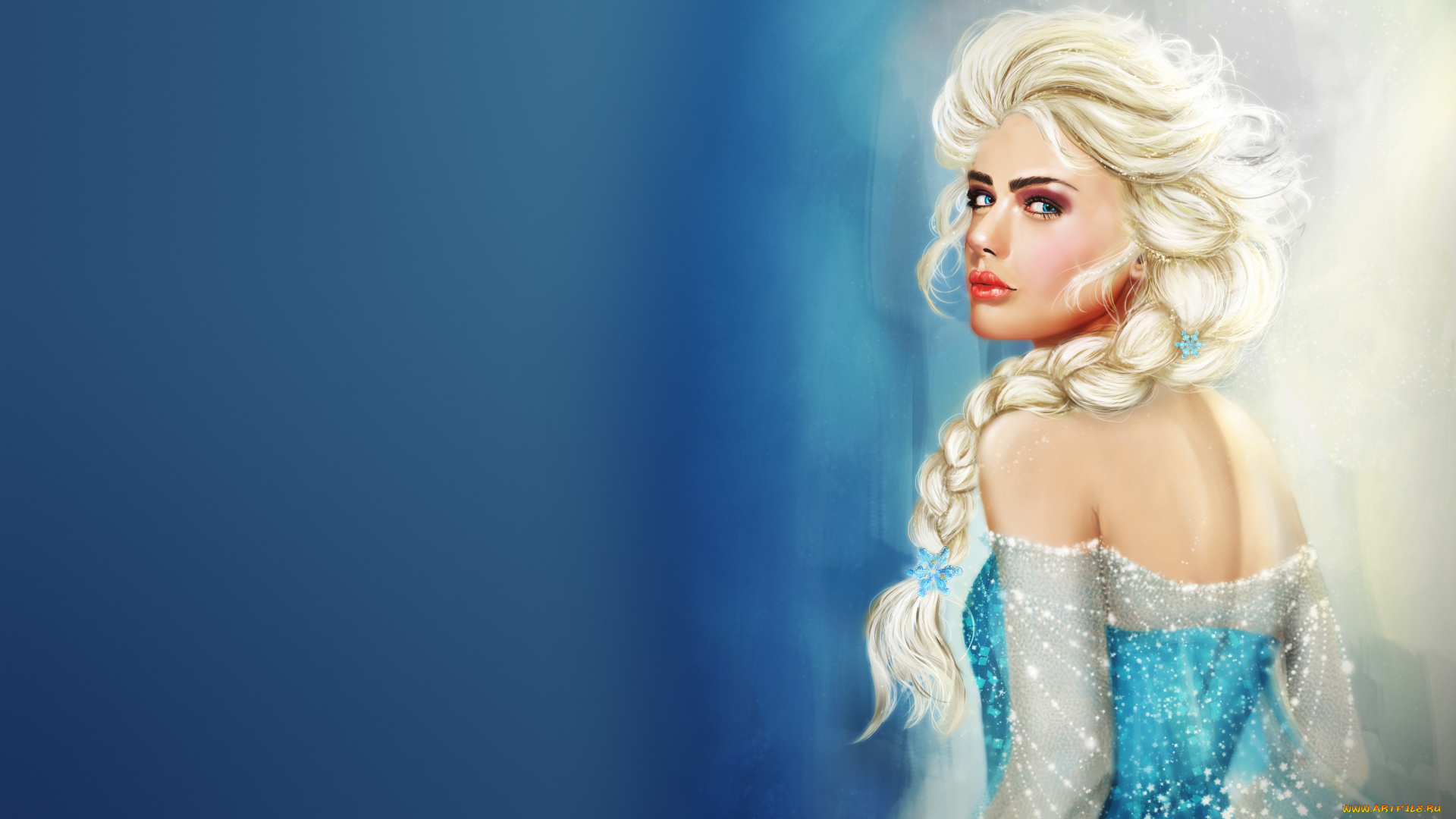 девушка, рисованные, люди, блондинка, frozen, косичка