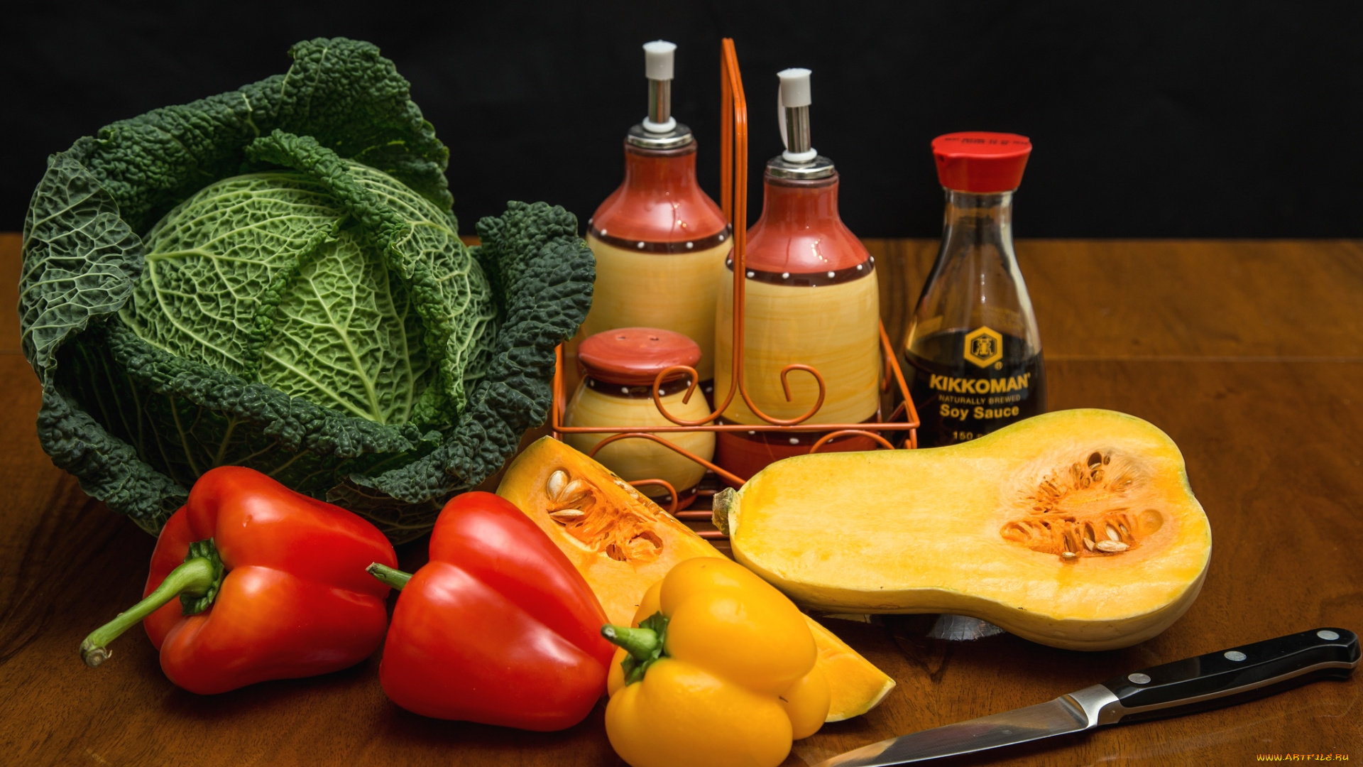 еда, овощи, капуста, соус, перец, тыква