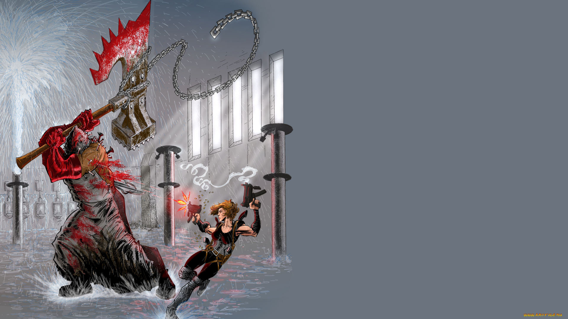 обитель, зла, 4, жизнь, после, смерти, рисованные, кино, девушка, resident, evil, afterlife, обитель, зла, сражение, зомби