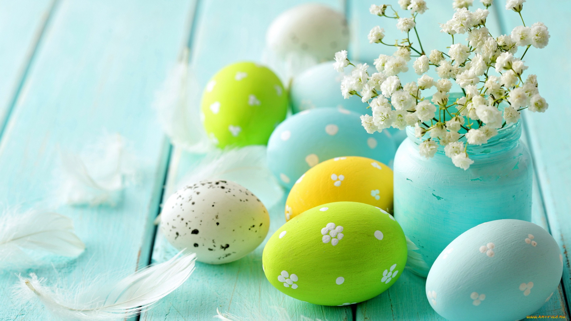 праздничные, пасха, цветы, easter, flowers, яйца, spring, delicate, pastel, blue, eggs, весна, пастель, дерево