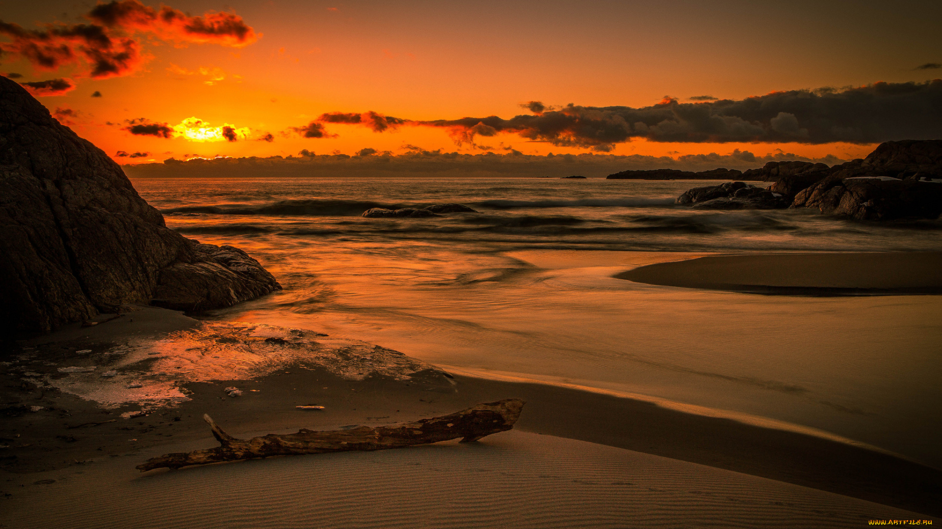 природа, восходы, закаты, тучи, океан, пляж, заря