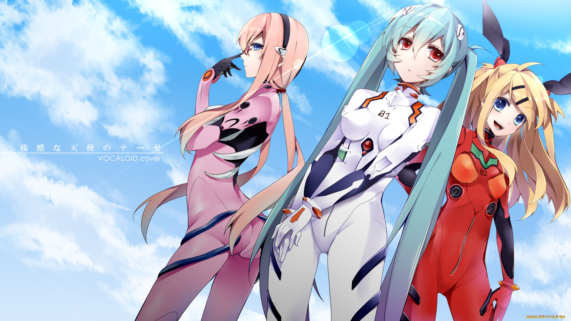 vocaloid, аниме, art, ichinose, yukino, девушки, hatsune, miku, megurine, luka, kagamine, rin, взгляд, удивление, радость, косплей, вокалоид, evangelion