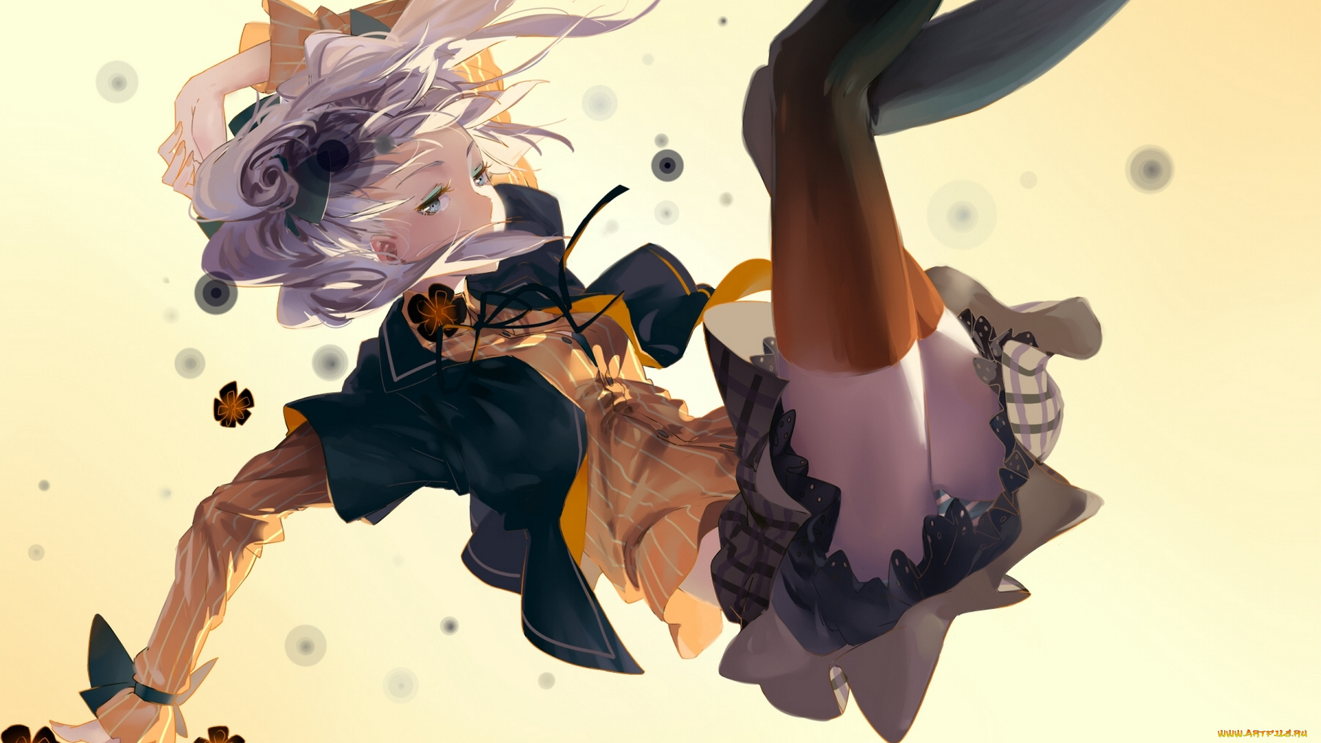 vocaloid, аниме, падение, девушка, hatsune, miku, арт, cici, цветы