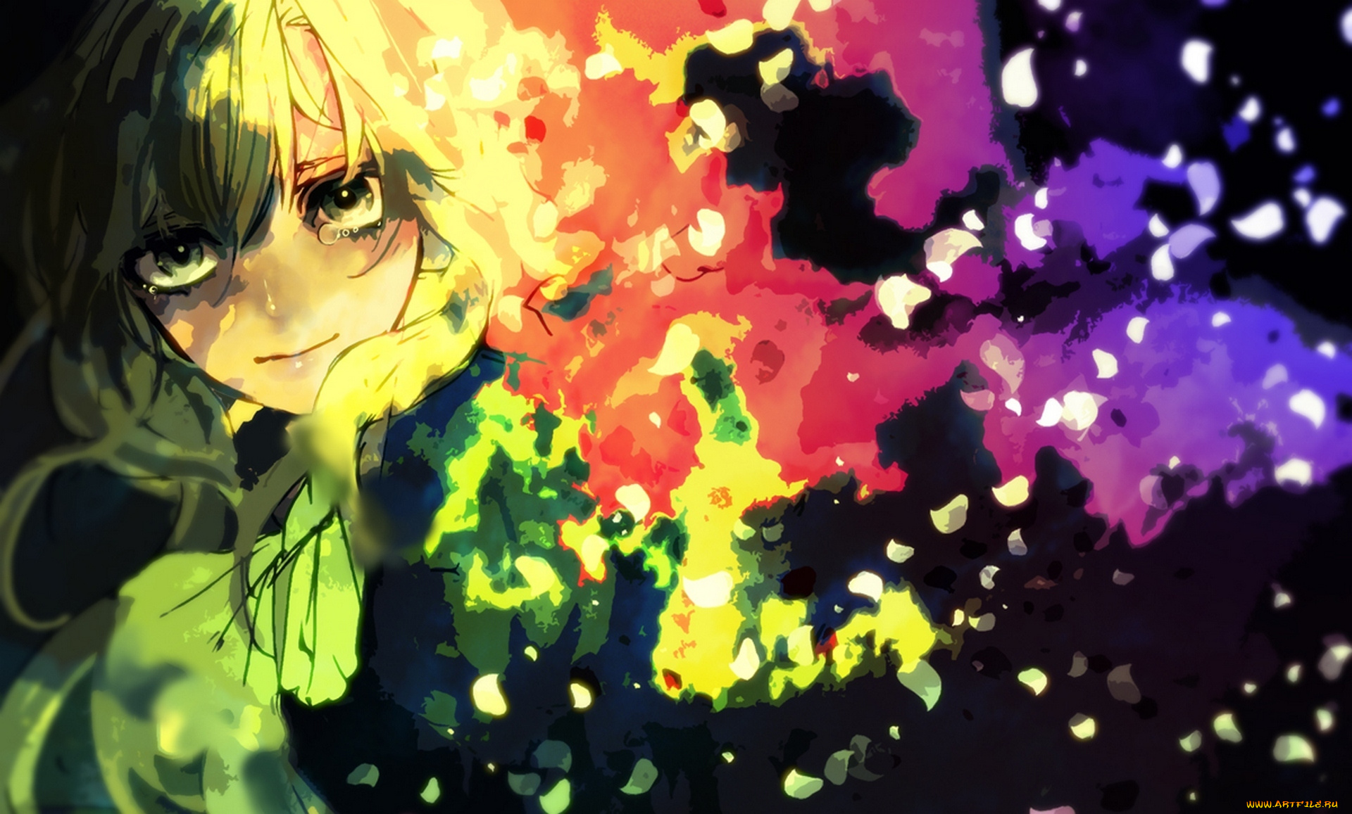 аниме, ib, suwako, арт, слезы, краски, mary, nakasuwa, девушка