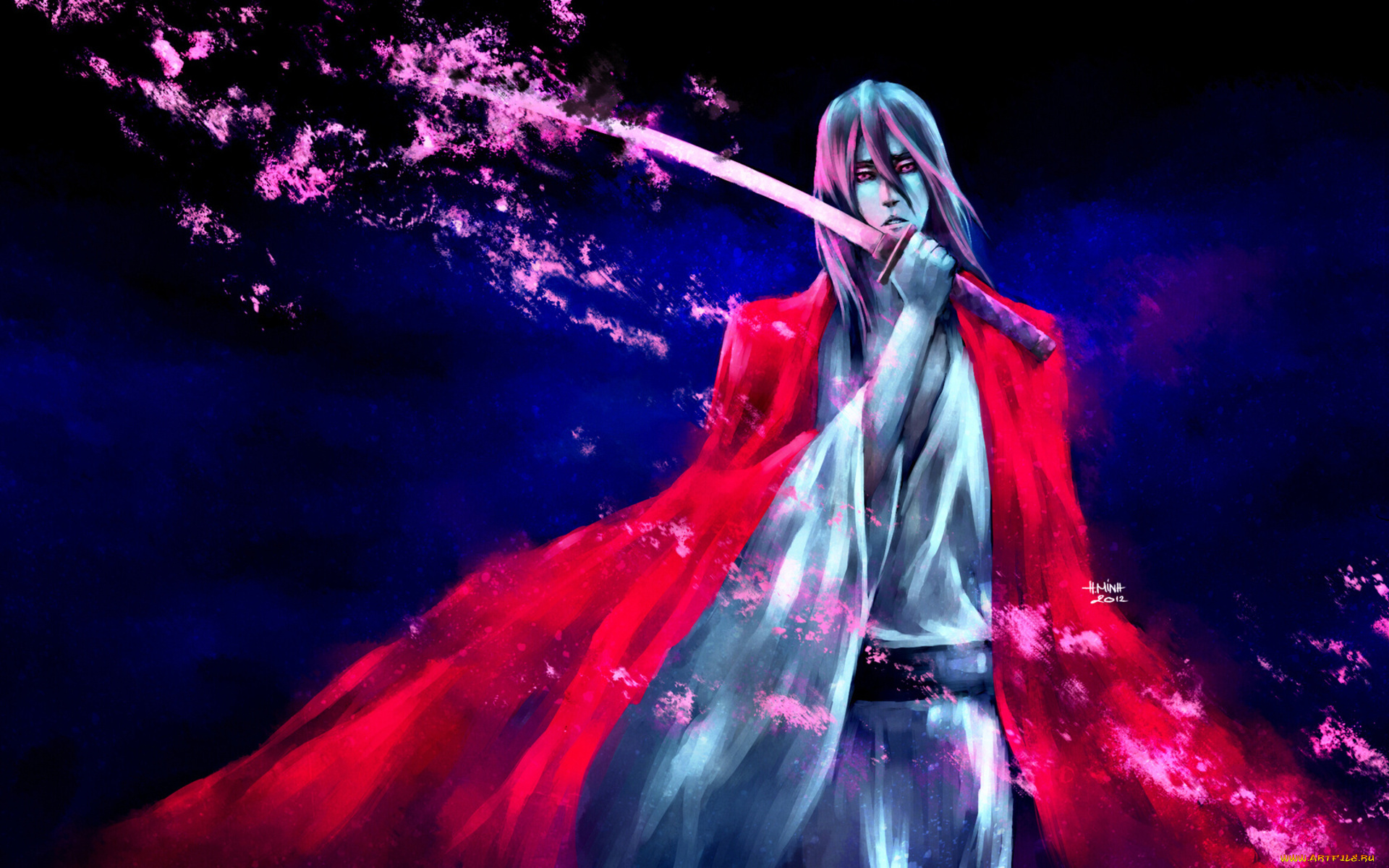 аниме, bleach, блич, арт, бьякуя, кучики, занпакто, парень, капитан