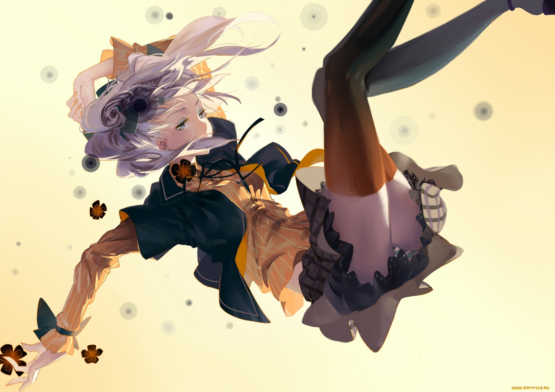 vocaloid, аниме, падение, девушка, hatsune, miku, арт, cici, цветы