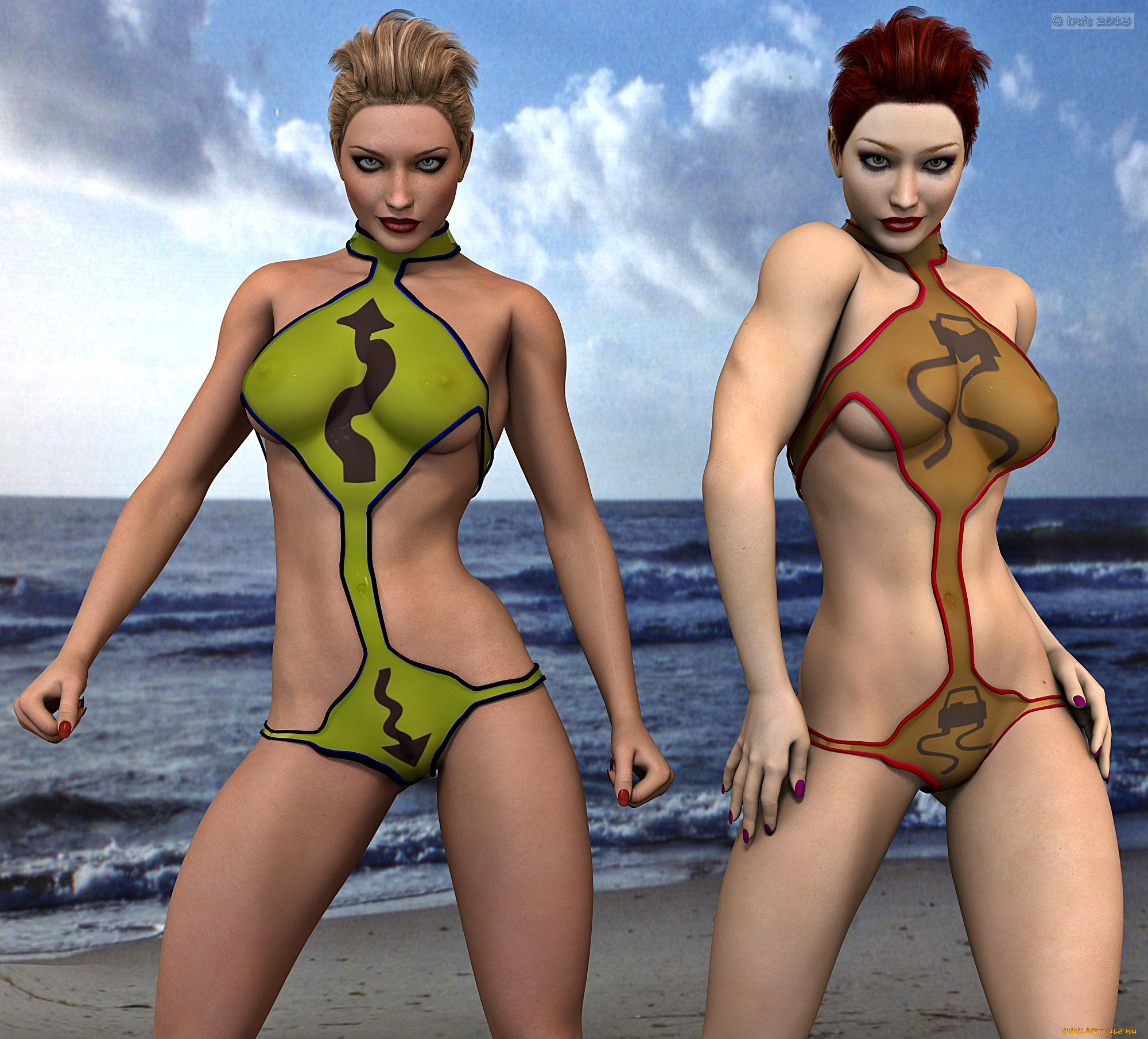 3д, графика, people, , люди, купальник, море, девушки