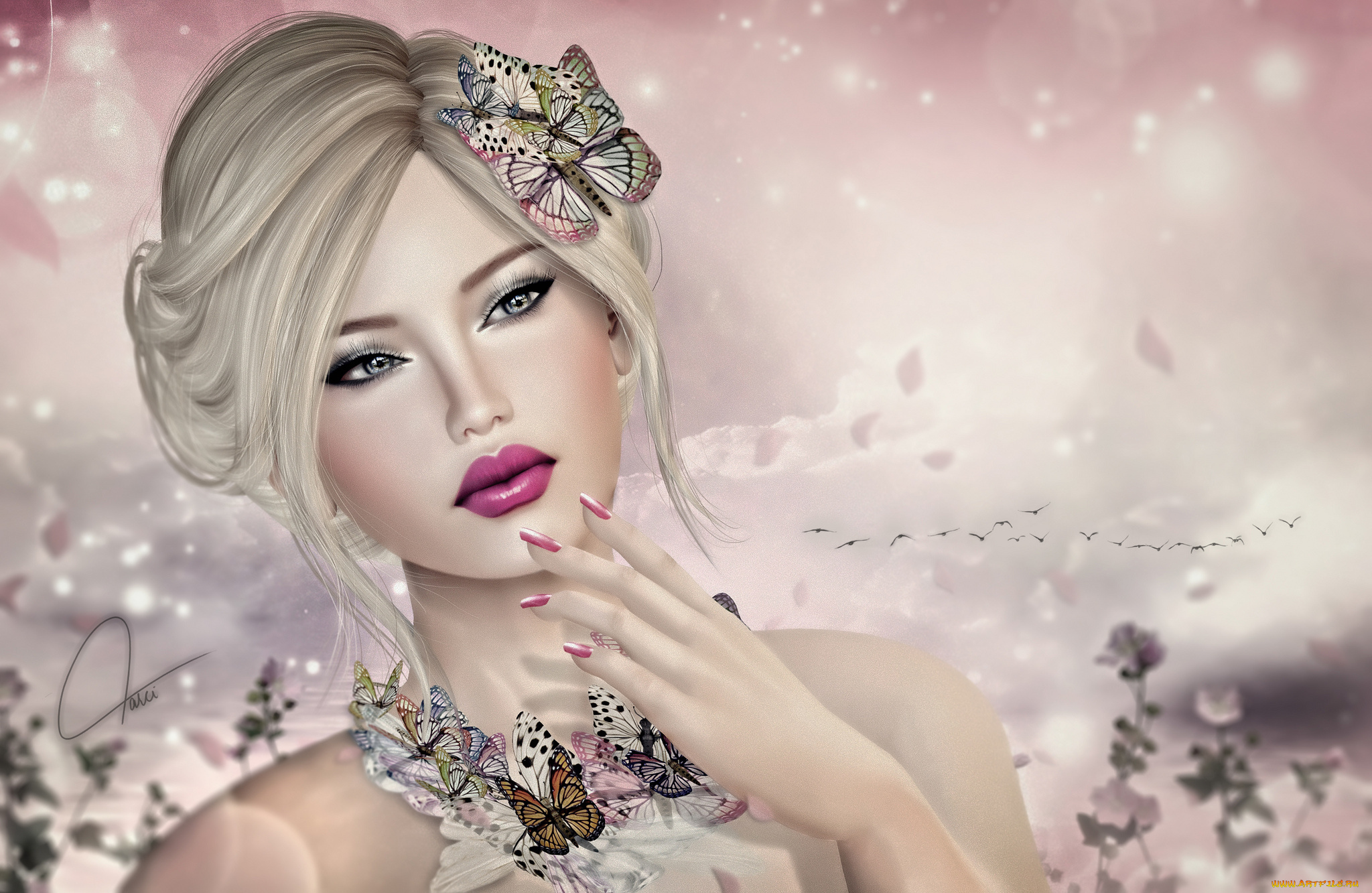 3д, графика, portraits, , портрет, блондинка