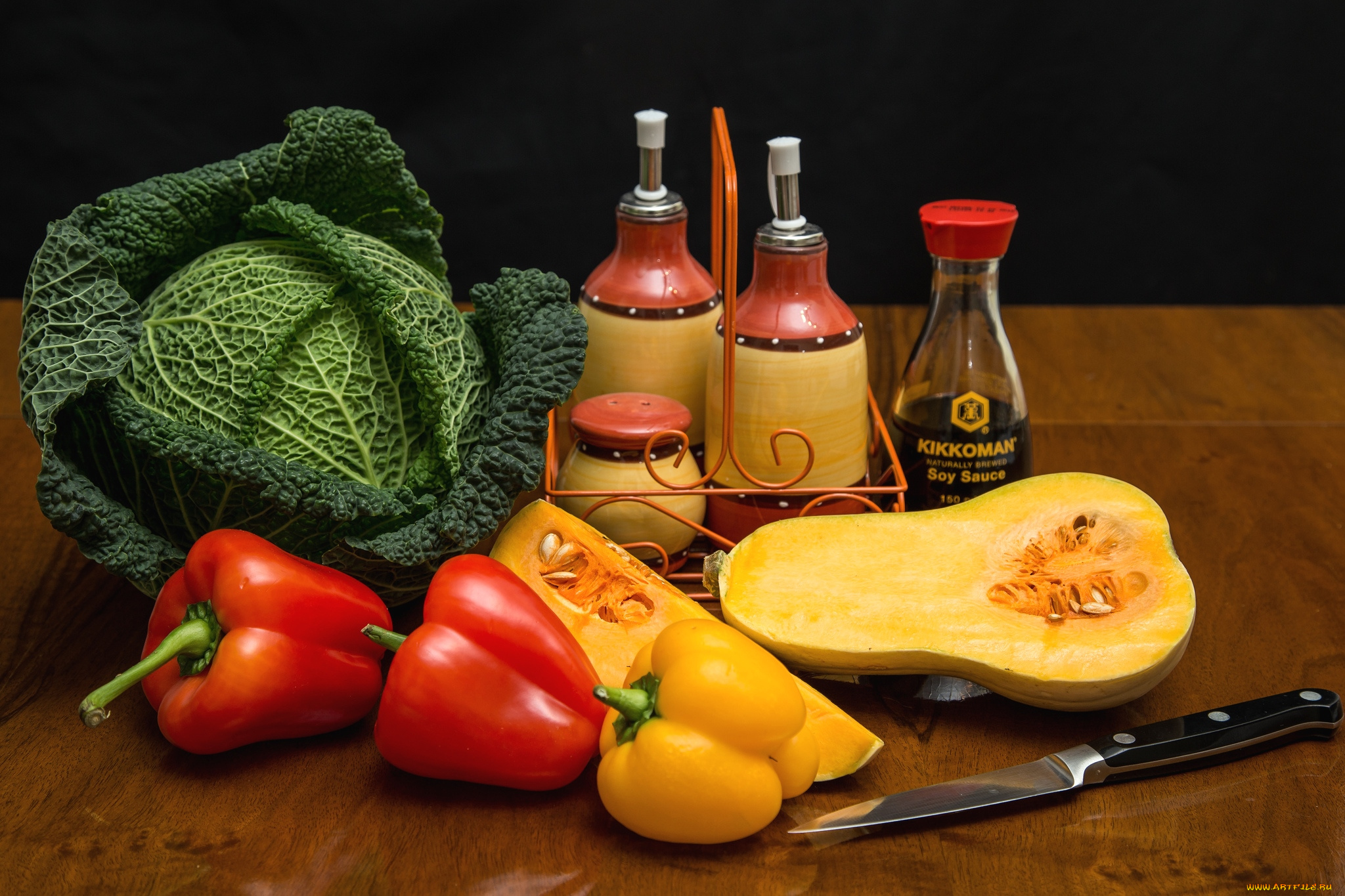 еда, овощи, капуста, соус, перец, тыква