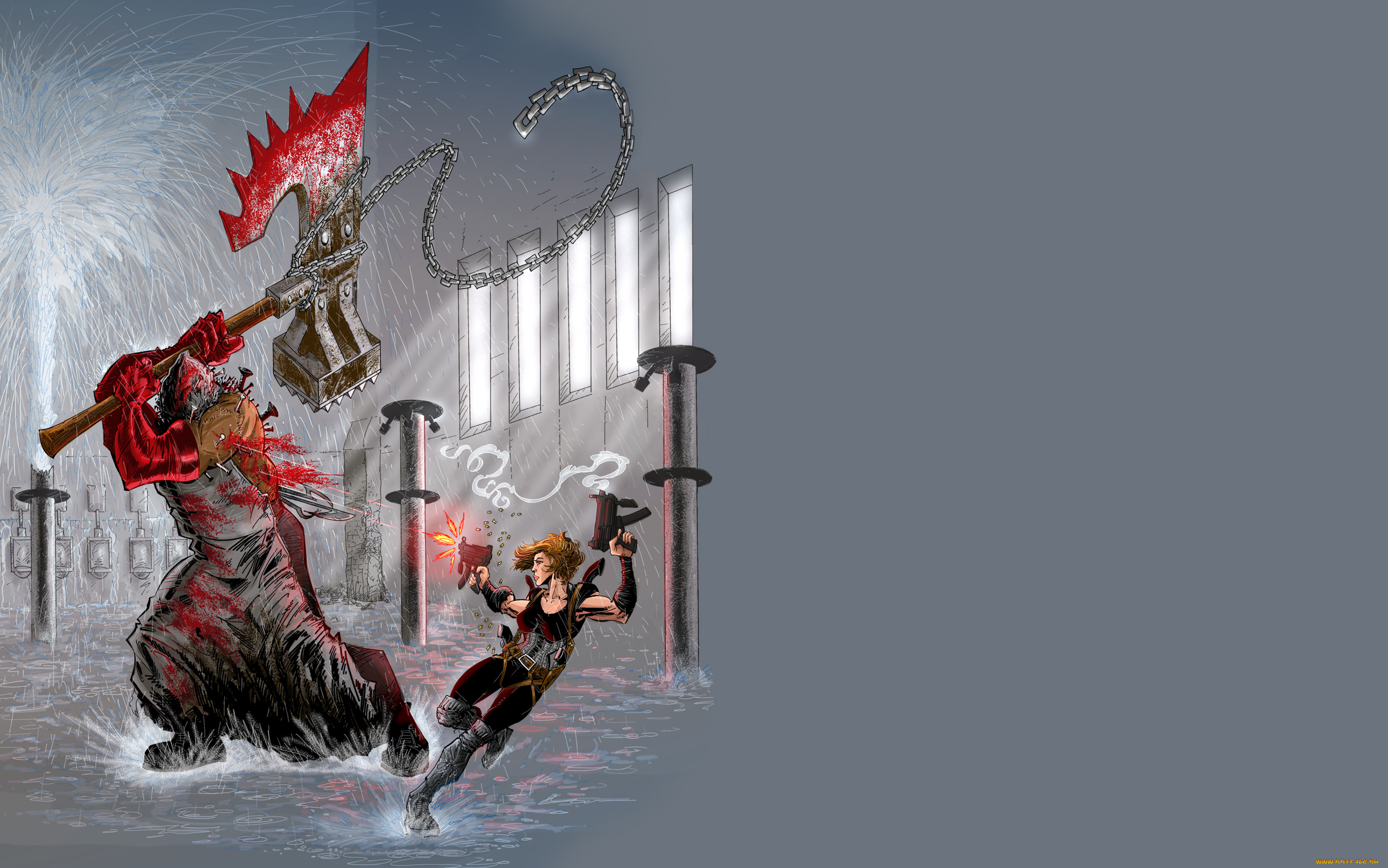 обитель, зла, 4, жизнь, после, смерти, рисованные, кино, девушка, resident, evil, afterlife, обитель, зла, сражение, зомби