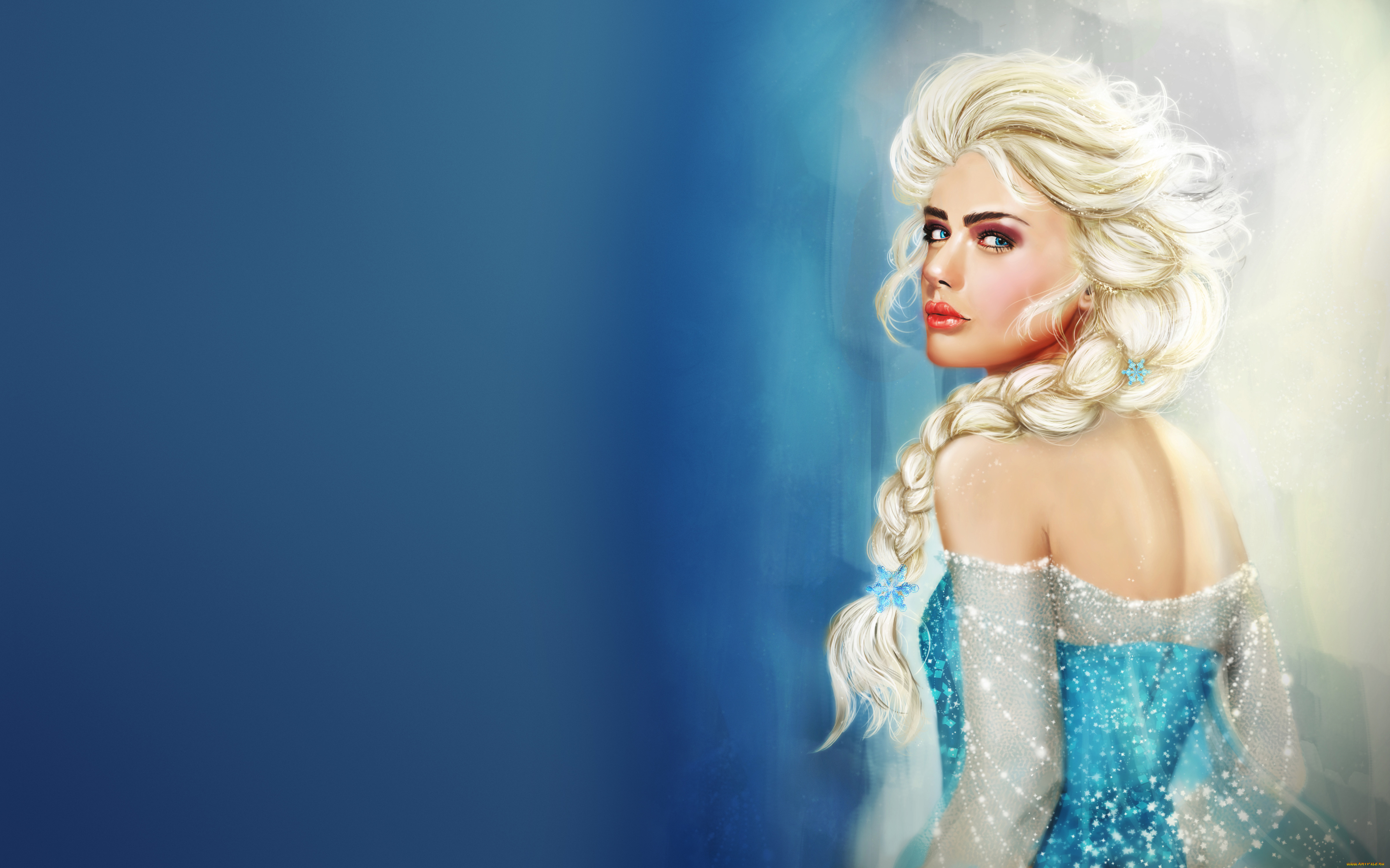 девушка, рисованные, люди, блондинка, frozen, косичка