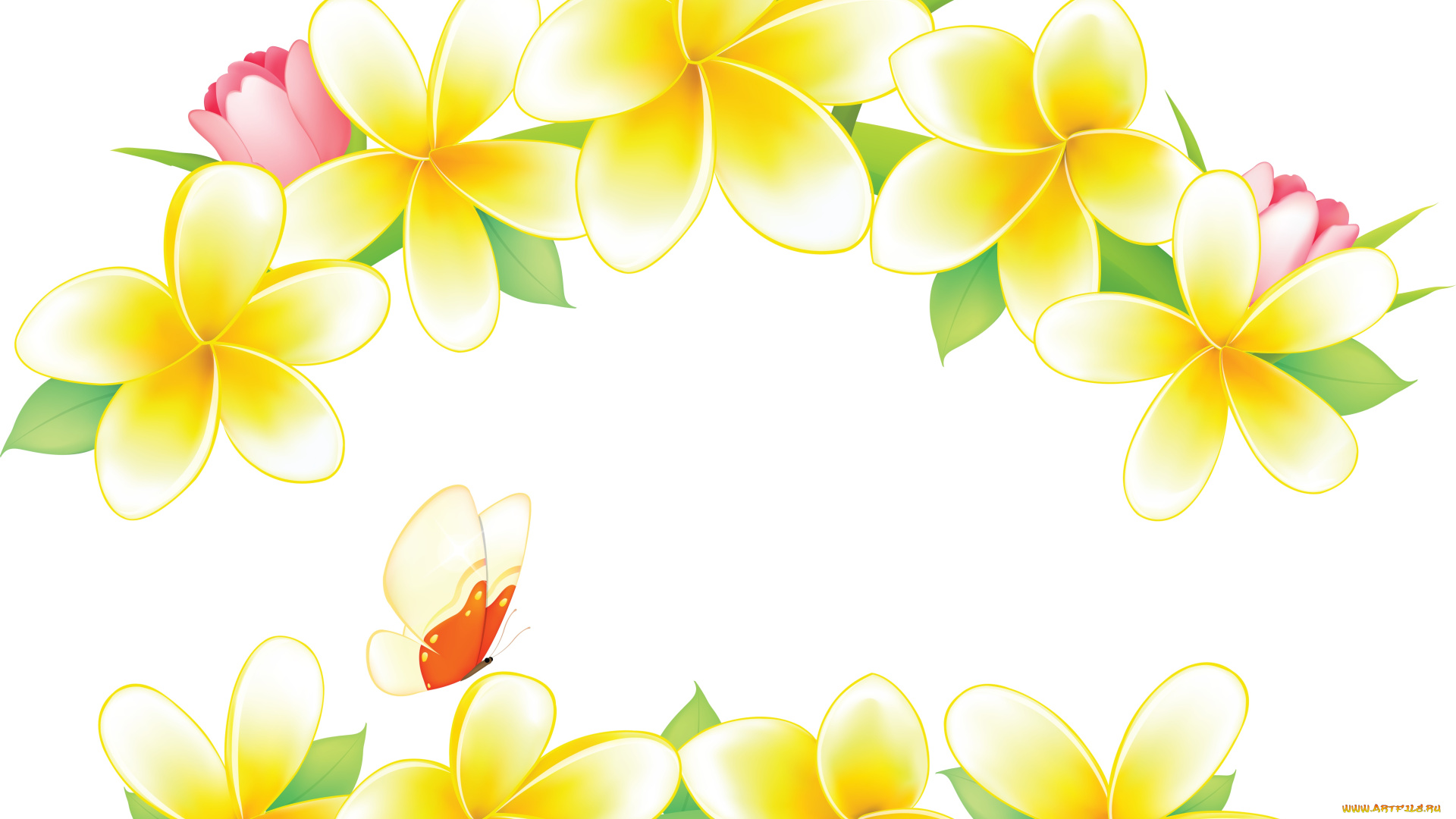 векторная, графика, цветы, фон, листья