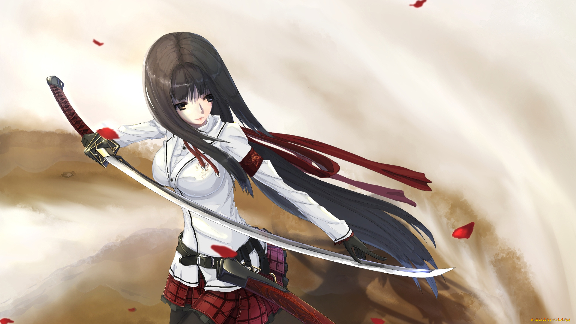 аниме, оружие, , техника, , технологии, девушка, фон, взгляд