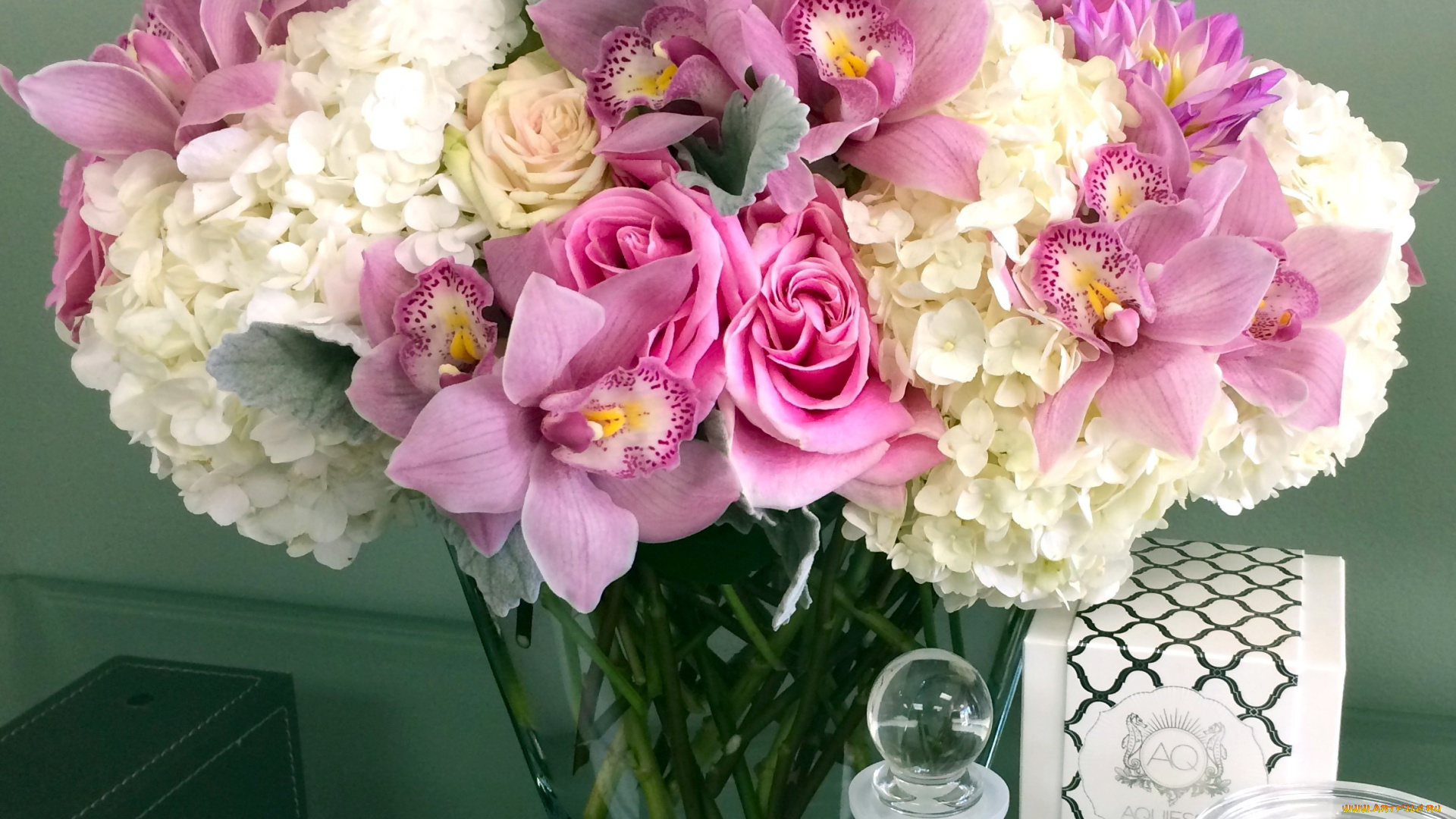 цветы, букеты, , композиции, розы, орхидеи, гортензия