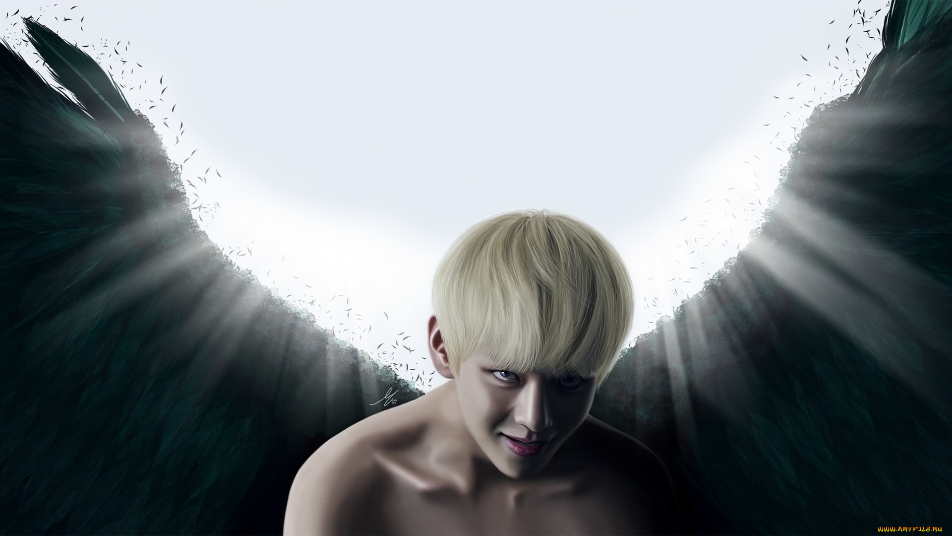 фэнтези, ангелы, bangtan, boys, музыка, ангел, bts, арт, kim, tae, hyung