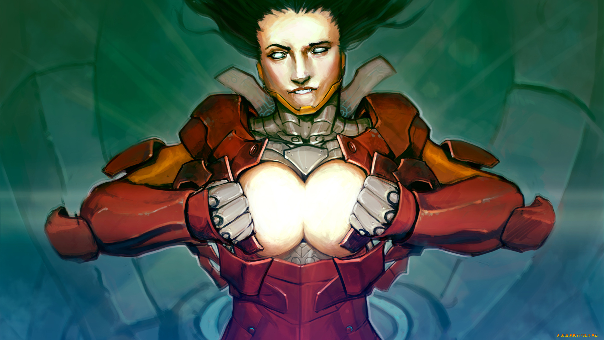 фэнтези, девушки, девушка, фон, взгляд, латы