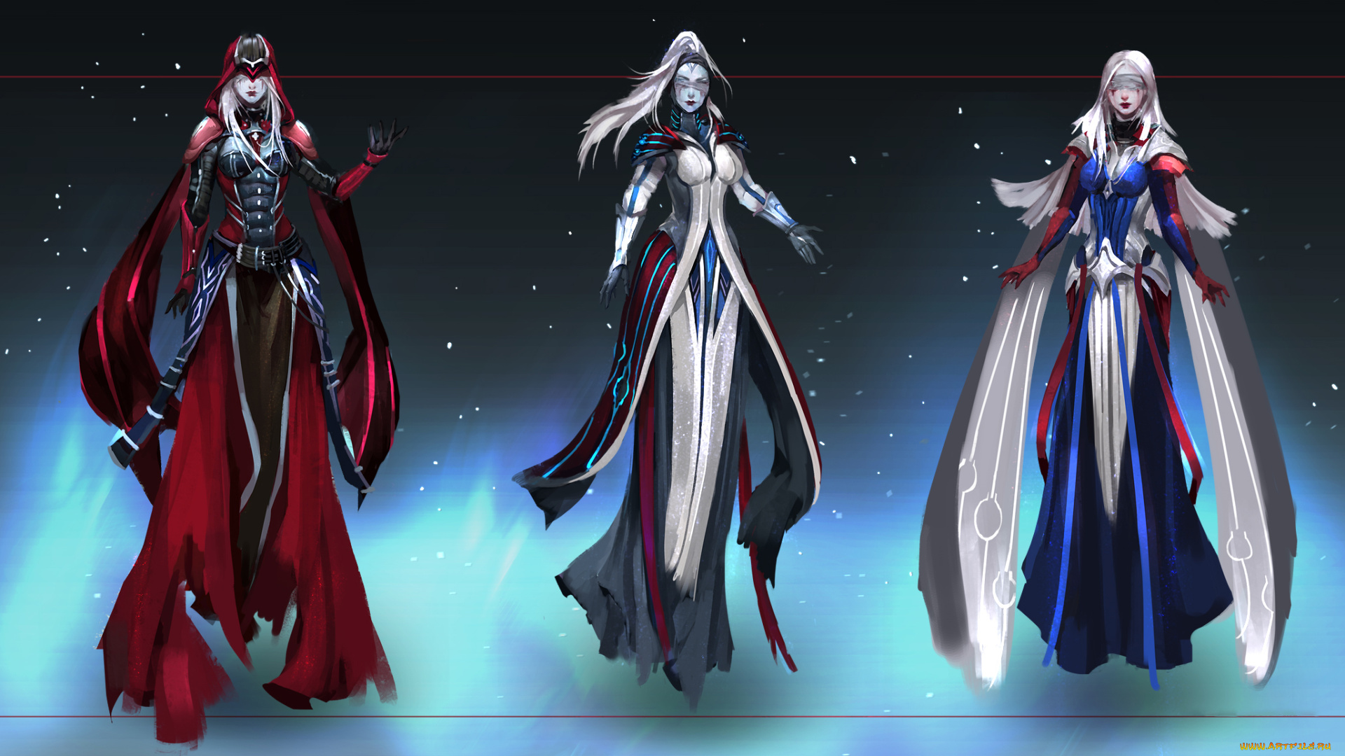 фэнтези, девушки, униформа, фон