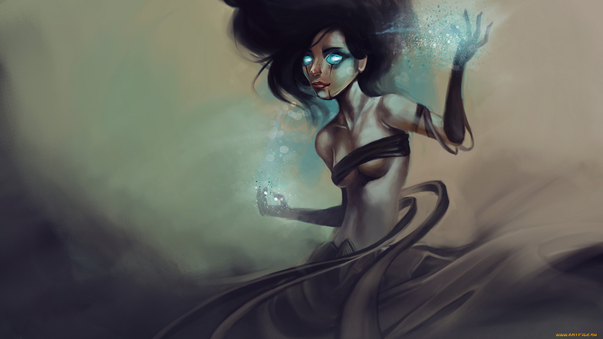 фэнтези, магия, девушка, взгляд, фон