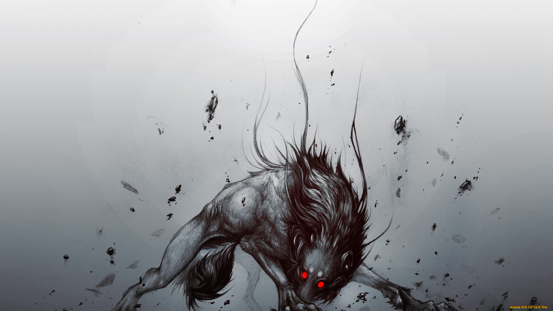 фэнтези, оборотни, волк, фон, взгляд, глаза