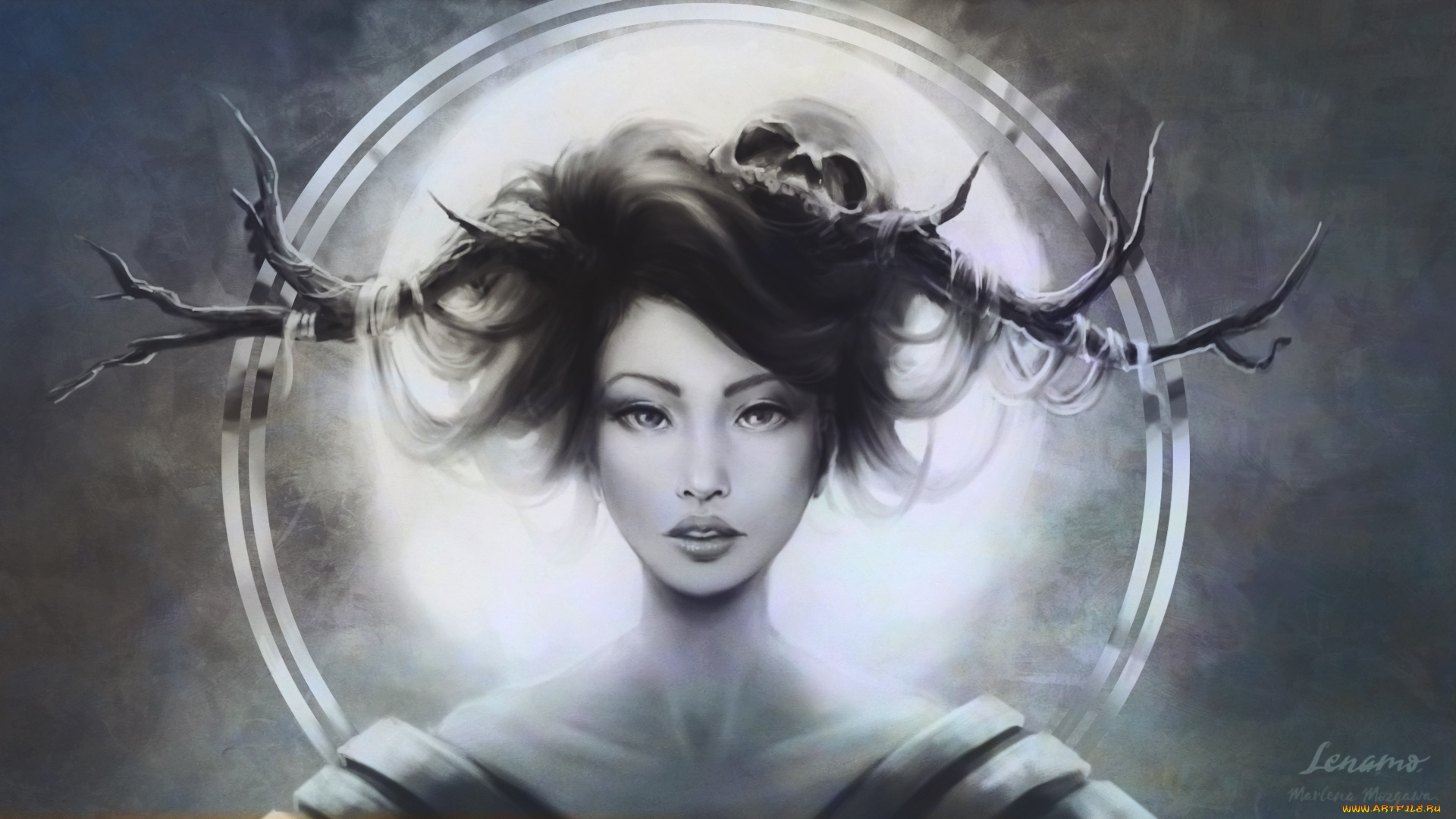 фэнтези, существа, девушка, готика, рога