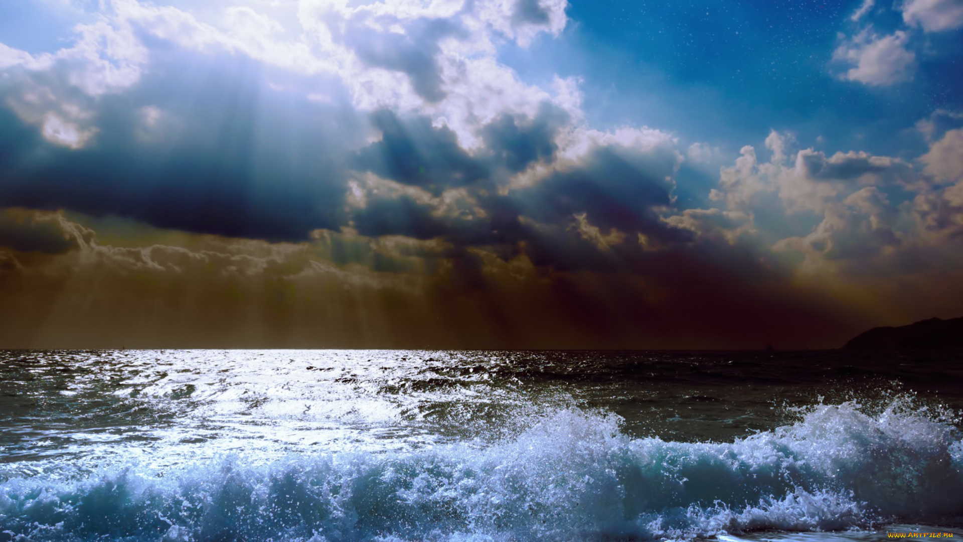 природа, моря, океаны, свет, тучи, полнолуние, пейзаж, звёзды, ночь, вода, берег, волны, море, облака, луна