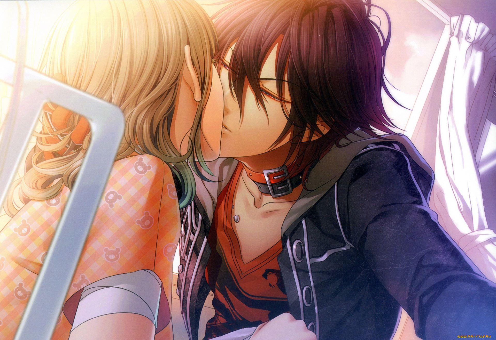 аниме, amnesia, поцелуй