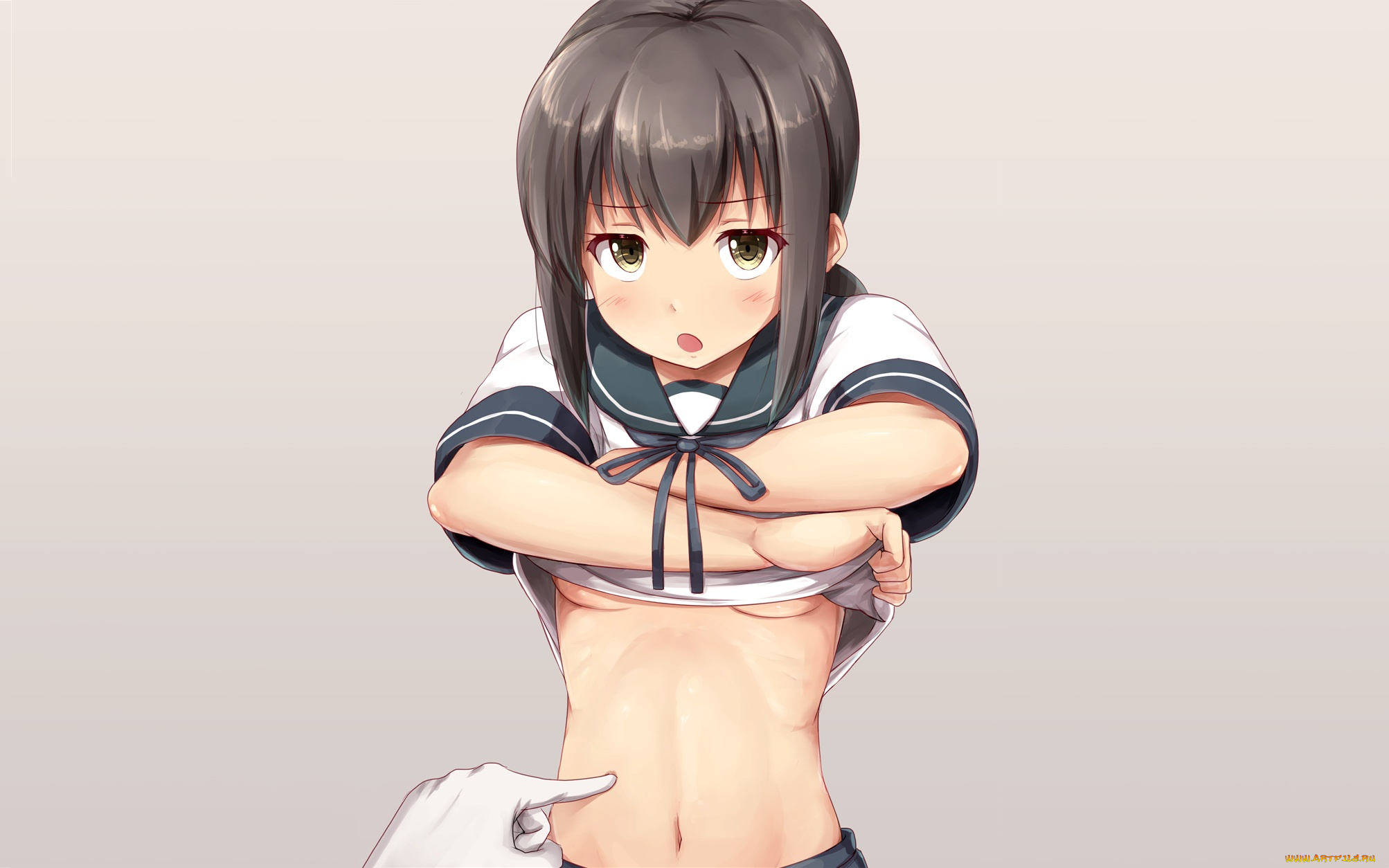 аниме, kantai, collection, взгляд, девушка, фон