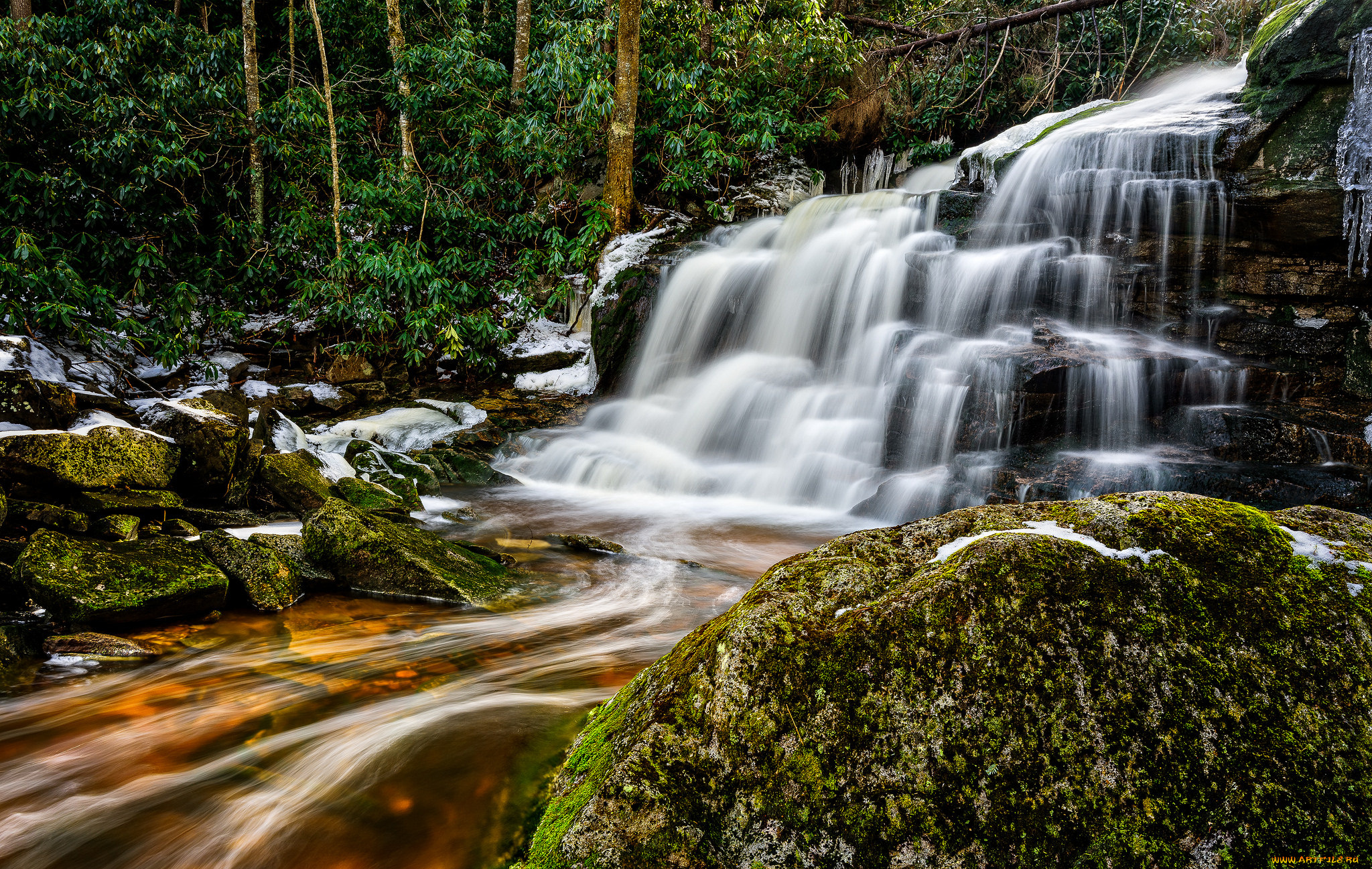 природа, водопады, лес, водопад, река