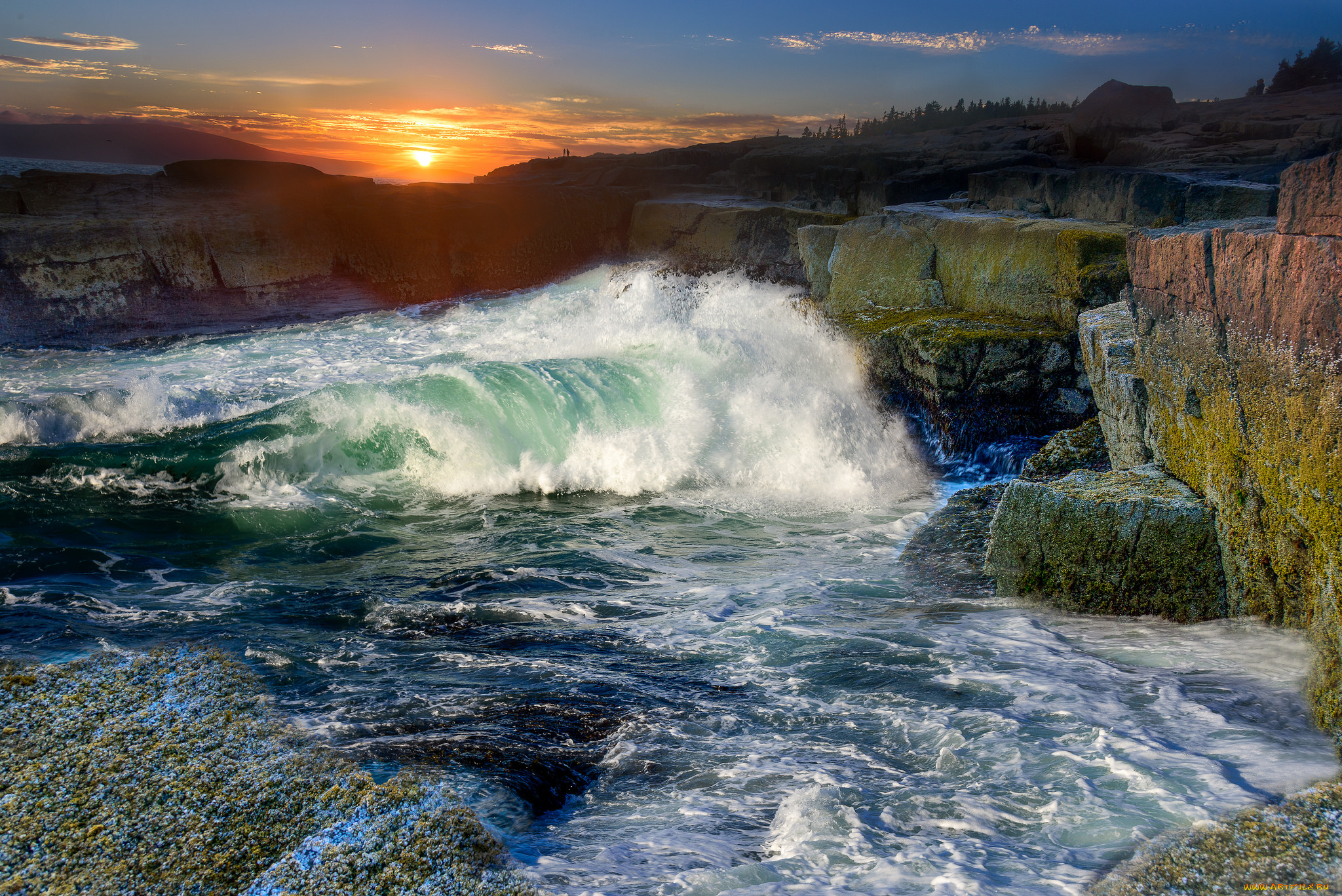 природа, побережье, рассвет