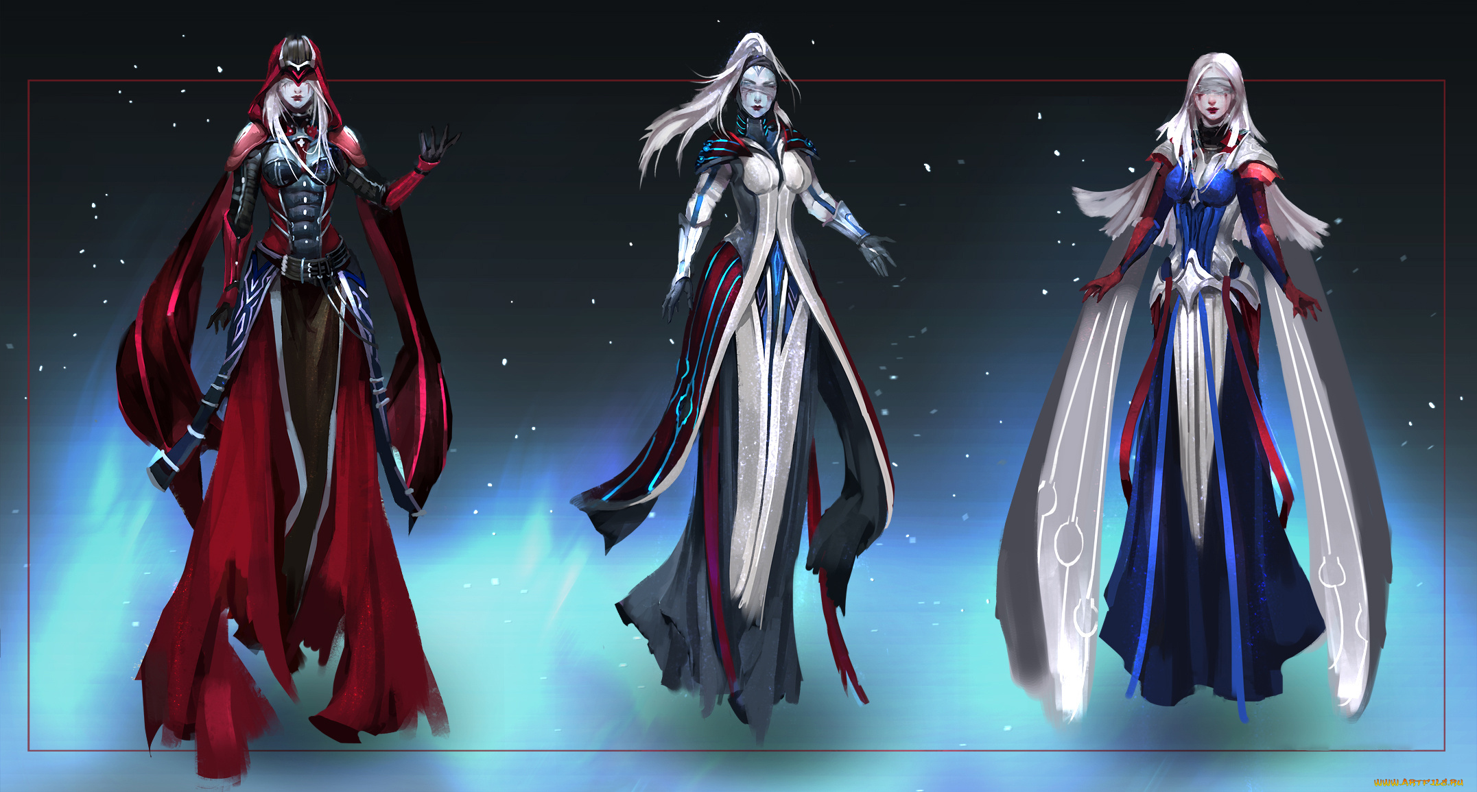 фэнтези, девушки, униформа, фон