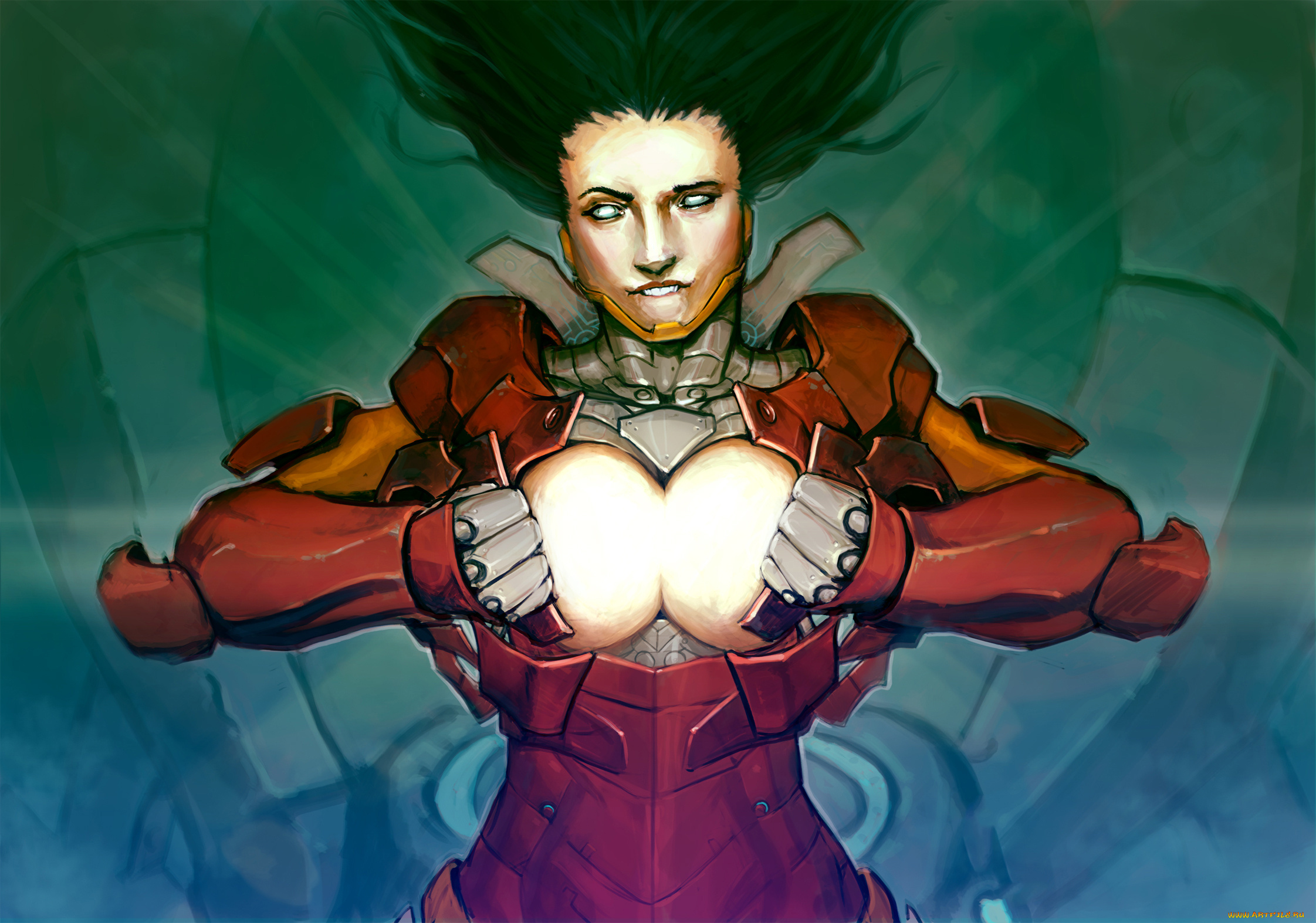 фэнтези, девушки, девушка, фон, взгляд, латы