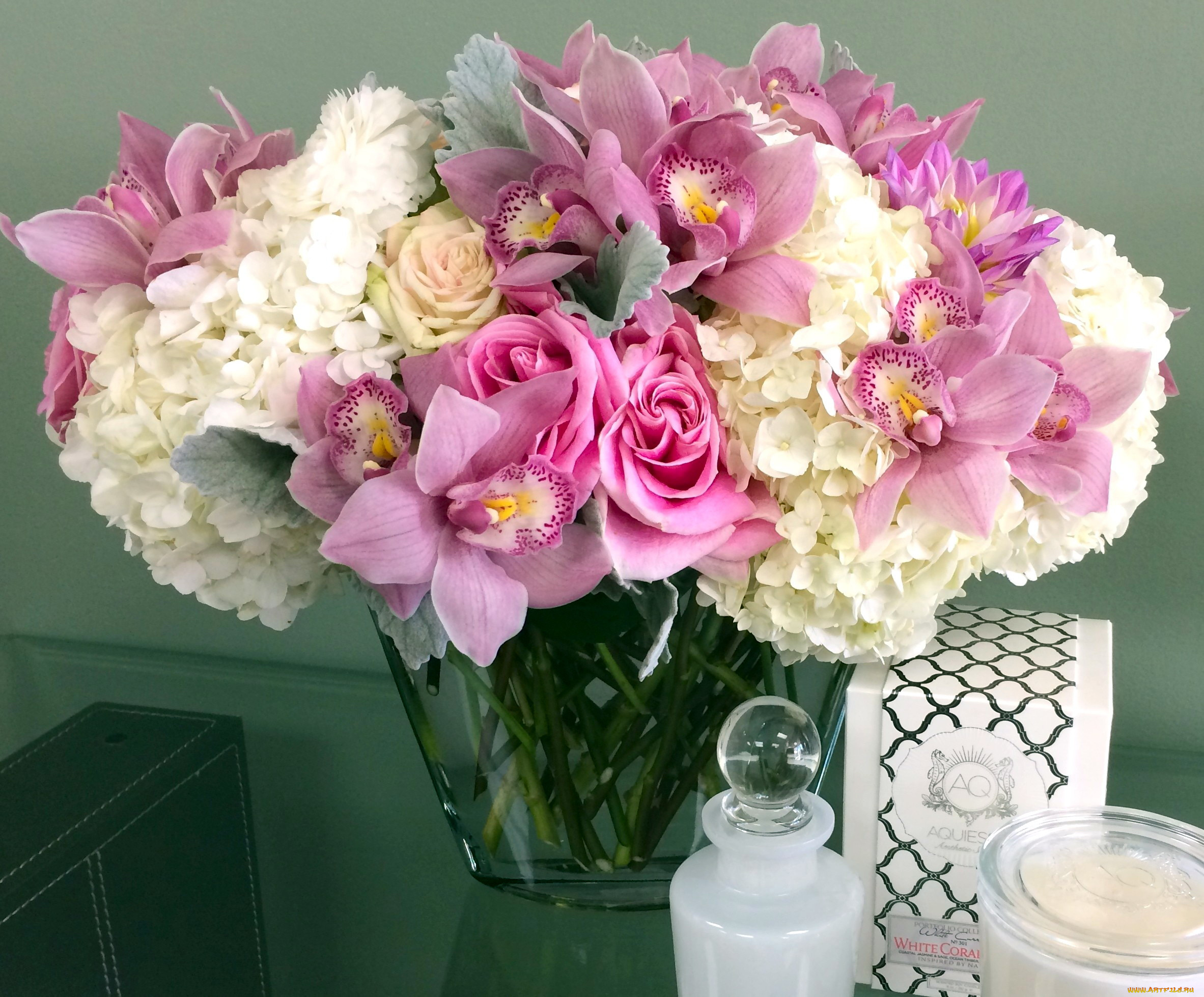 цветы, букеты, , композиции, розы, орхидеи, гортензия