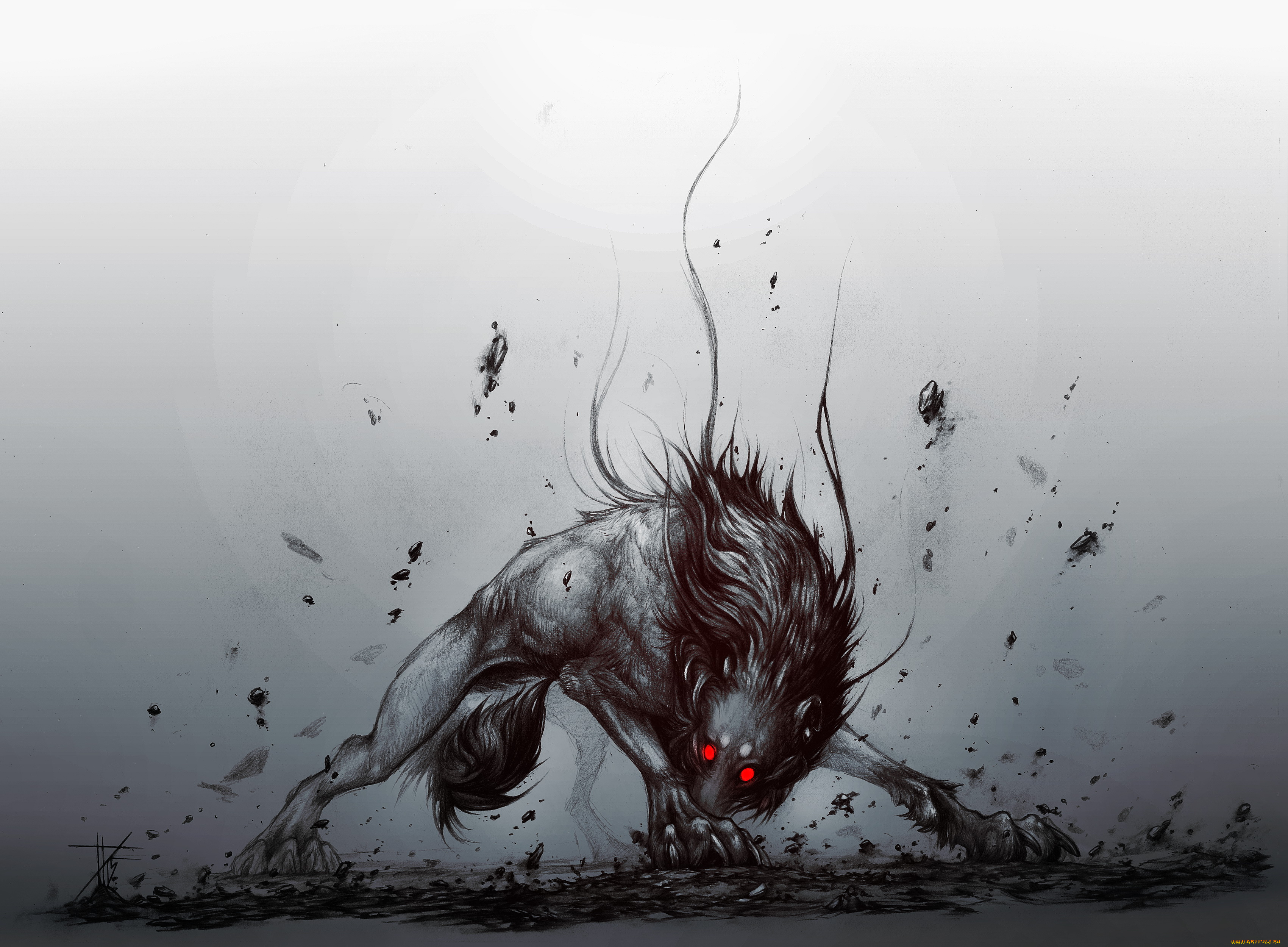 фэнтези, оборотни, волк, фон, взгляд, глаза