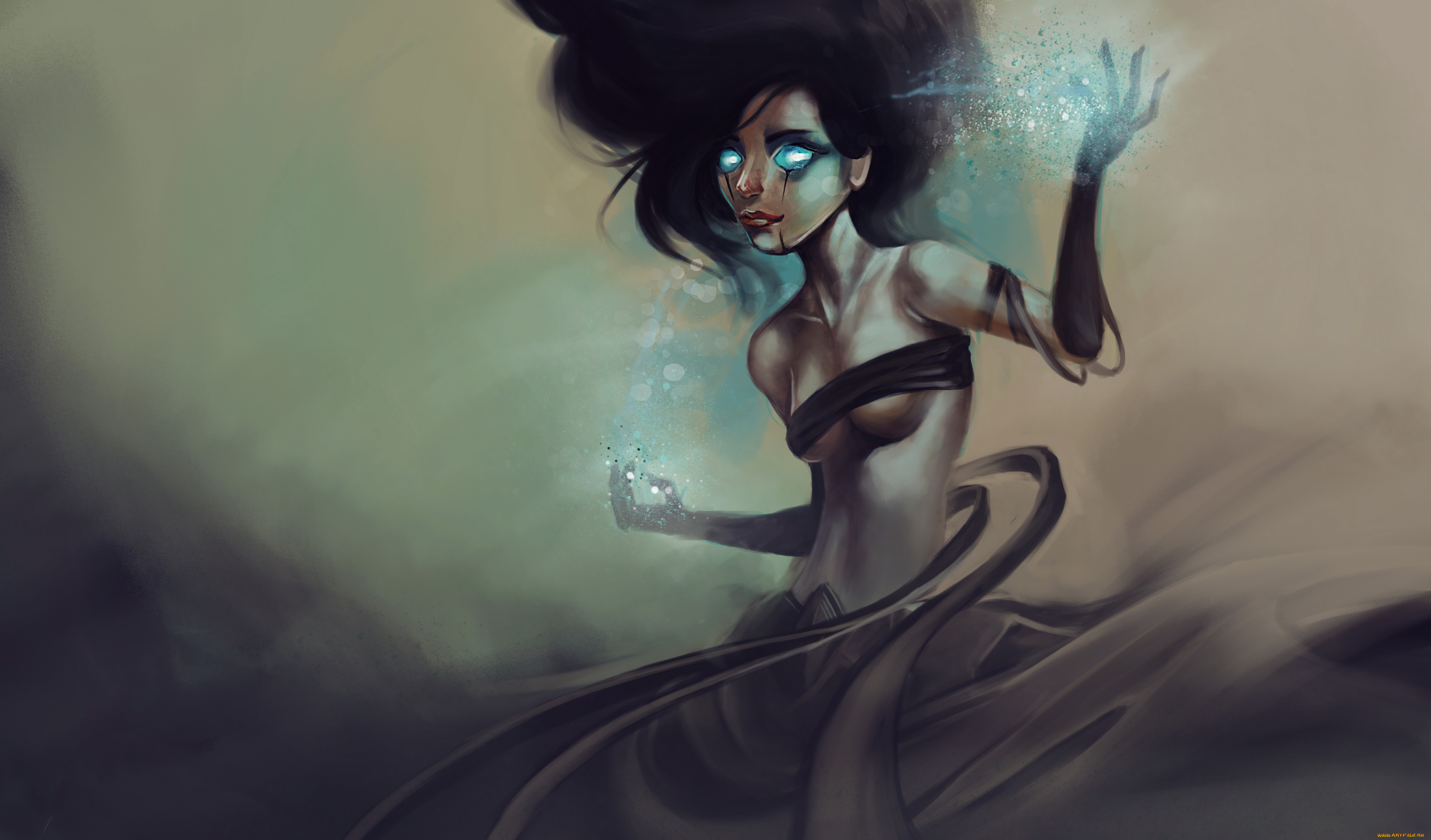 фэнтези, магия, девушка, взгляд, фон