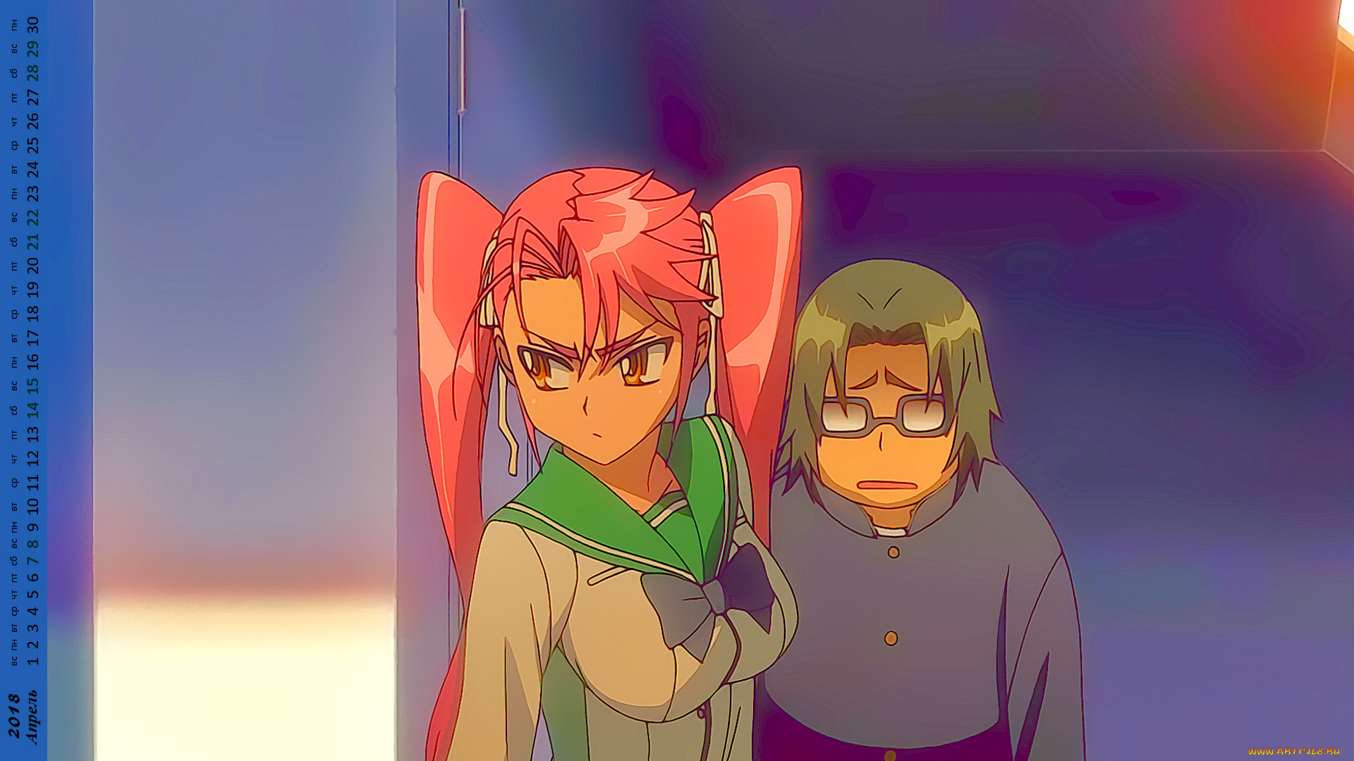 календари, аниме, взгляд, девушка, юноша