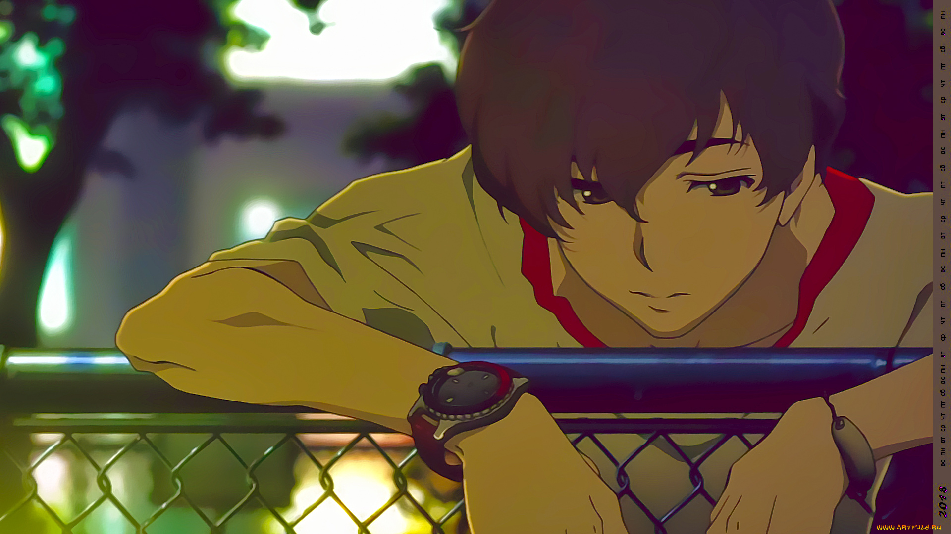 календари, аниме, юноша, взгляд