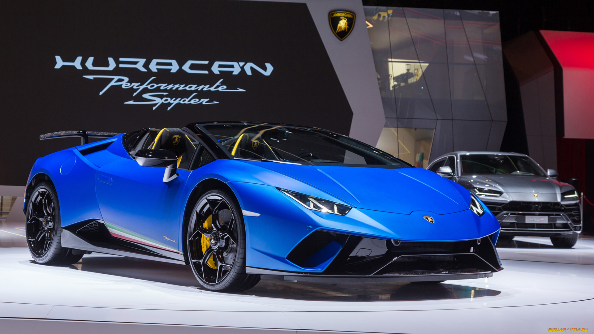 lamborghini, huracan, spyder, performante, 2019, автомобили, выставки, и, уличные, фото, lamborghini, huracan, spyder, performante, 2019, blue