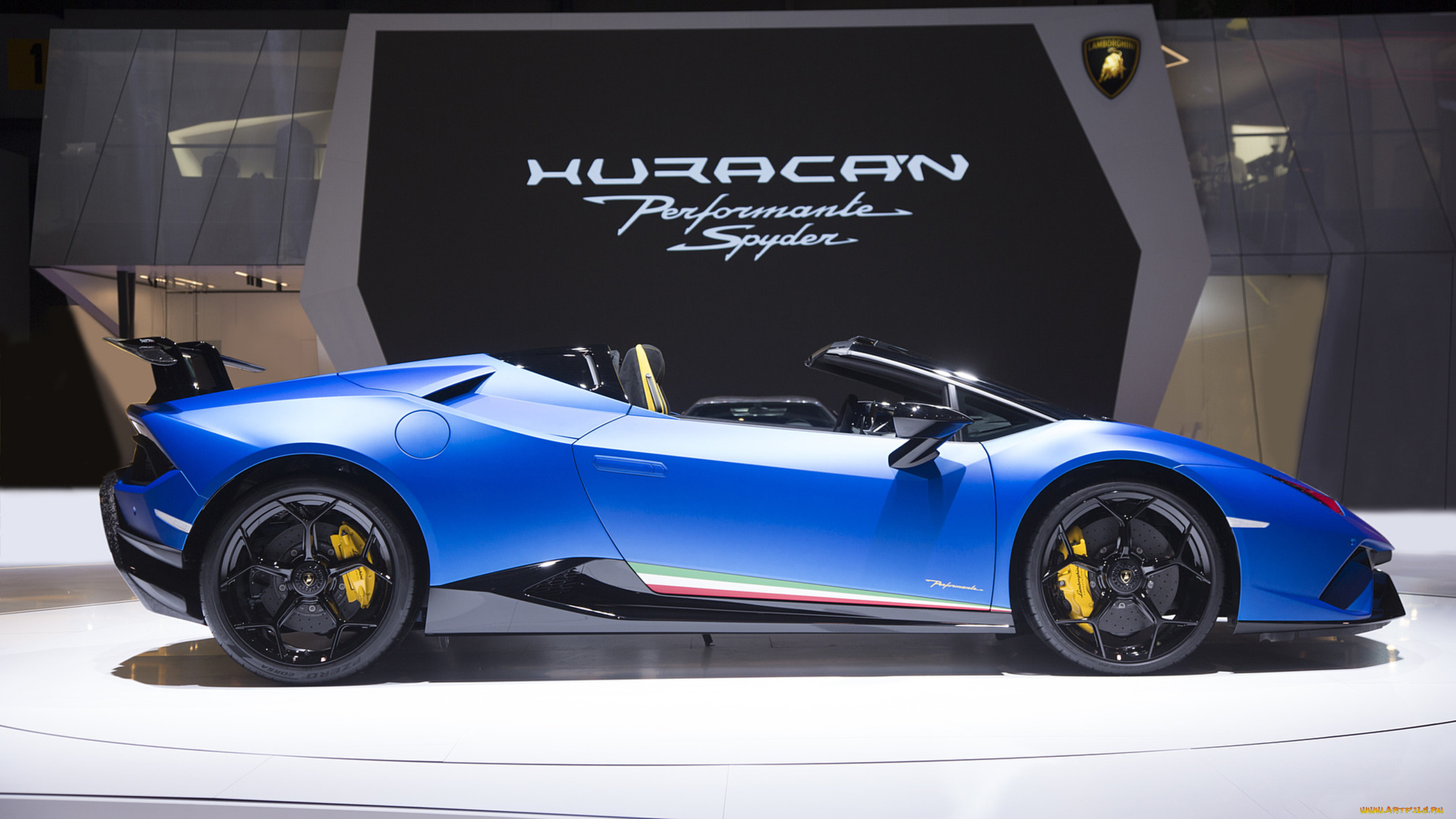lamborghini, huracan, spyder, performante, 2019, автомобили, выставки, и, уличные, фото, lamborghini, huracan, spyder, performante, 2019, blue