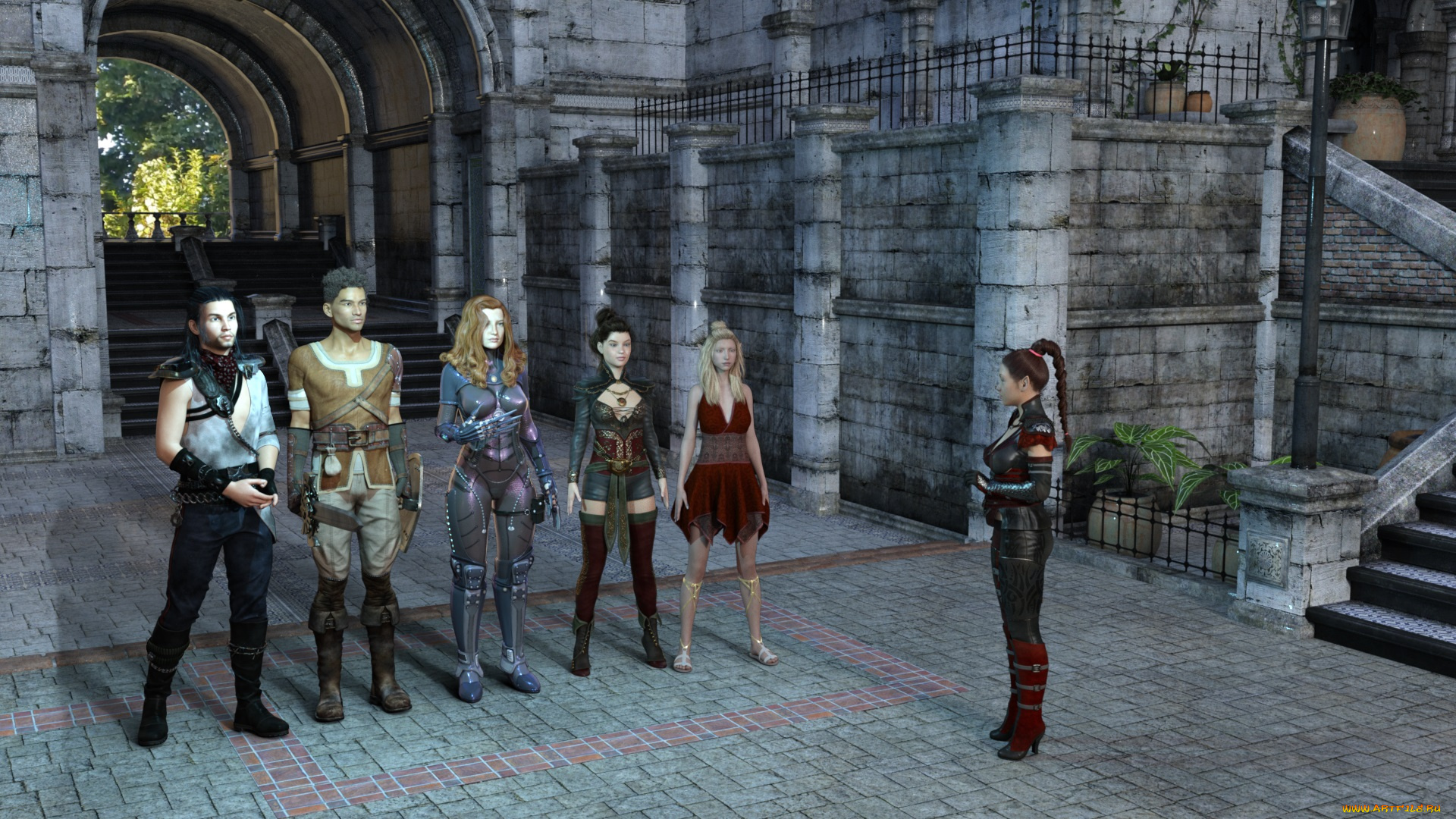 3д, графика, фантазия, , fantasy, девушки, взгляд, фон