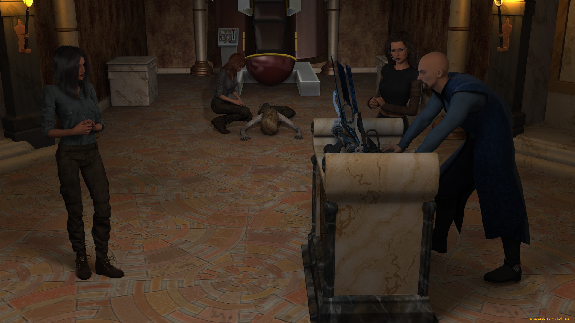 3д, графика, фантазия, , fantasy, фон, взгляд, девушки