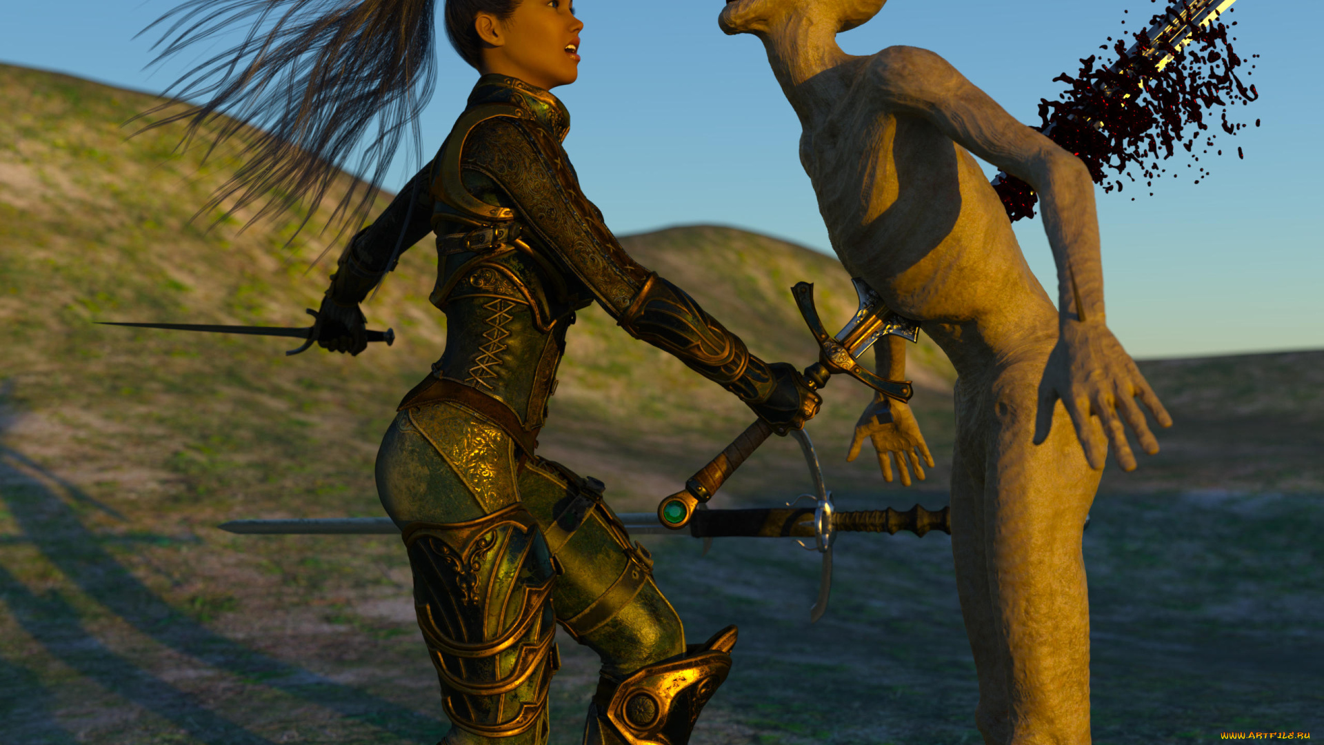 3д, графика, фантазия, , fantasy, фон, взгляд, девушка